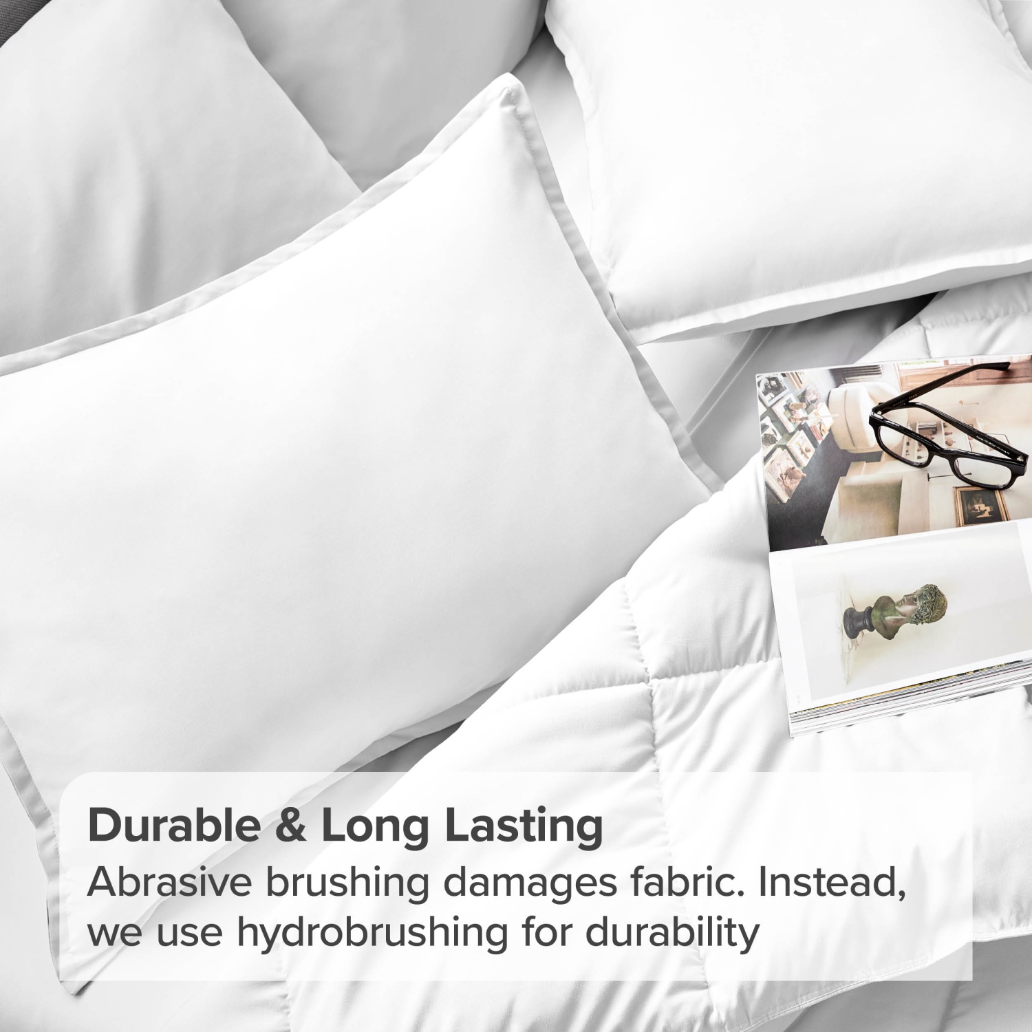 Bare Home Premium 1800 Ultra-Soft Microfiber Pillow Sham - Double Brushed - Hypoallergenic - Wrinkle Resistant - Standard, White
