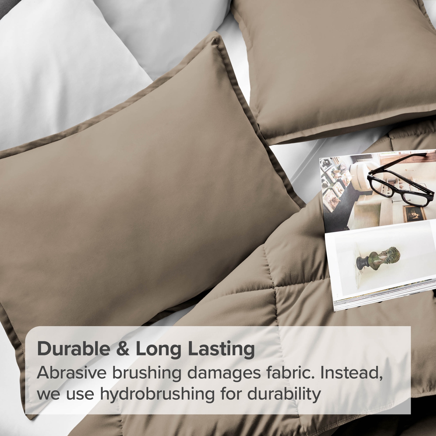 Bare Home Premium 1800 Ultra-Soft Microfiber Pillow Sham - Double Brushed - Hypoallergenic - Wrinkle Resistant - Standard, Taupe