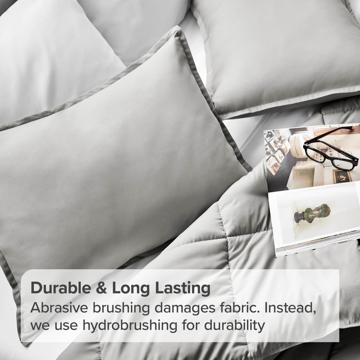 Bare Home Premium 1800 Ultra-Soft Microfiber Pillow Sham - Double Brushed - Hypoallergenic - Wrinkle Resistant - Standard, Light Grey