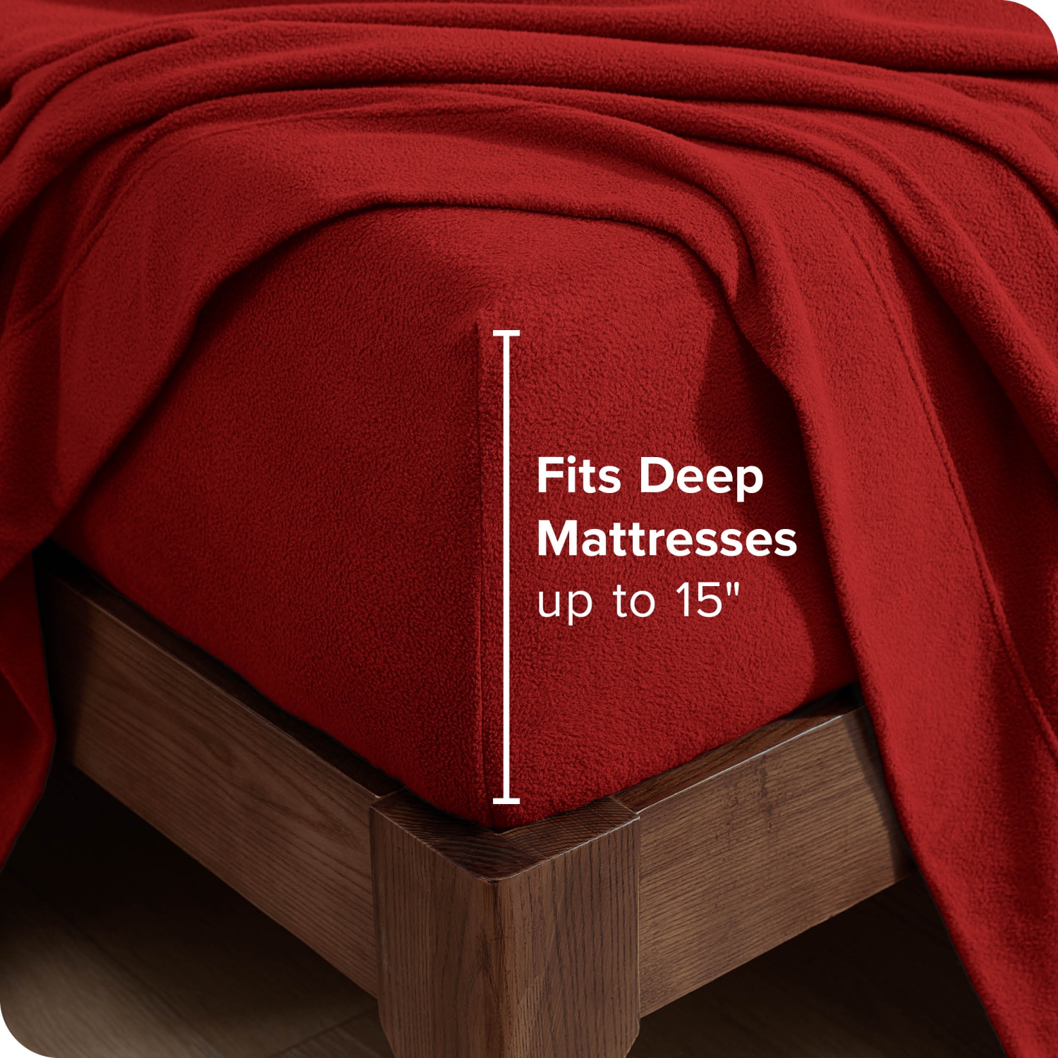 Bare Home Fleece Sheet Set - Plush Polar Fleece, Pill-Resistant Bed Sheets - All Season Warmth, Breathable & Hypoallergenic - Full, Red