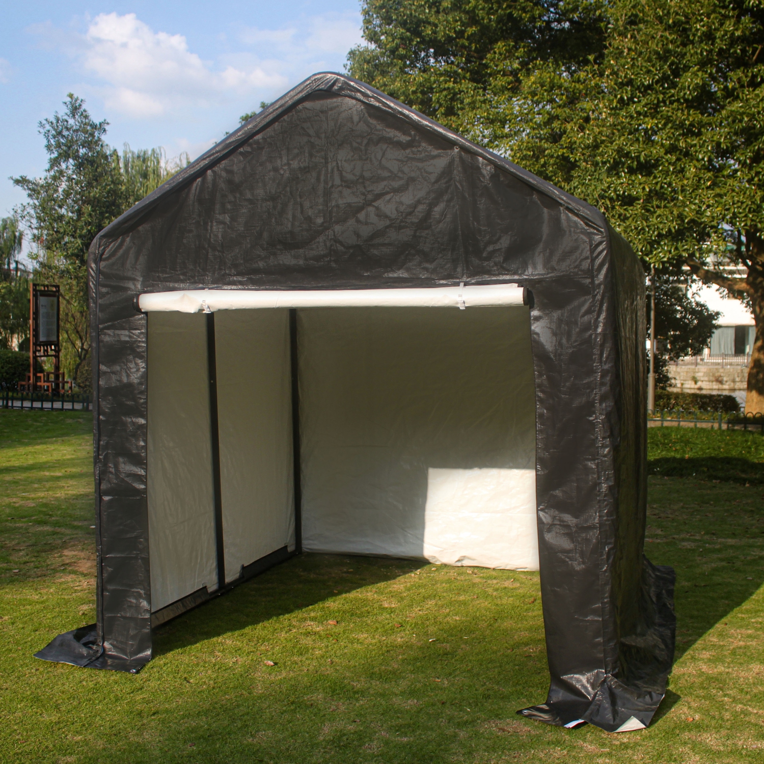 ALEKO SS8x8 Heavy Duty Outdoor Canopy Storage Shelter Shed - 8 x 8 x 9 Feet - Gray