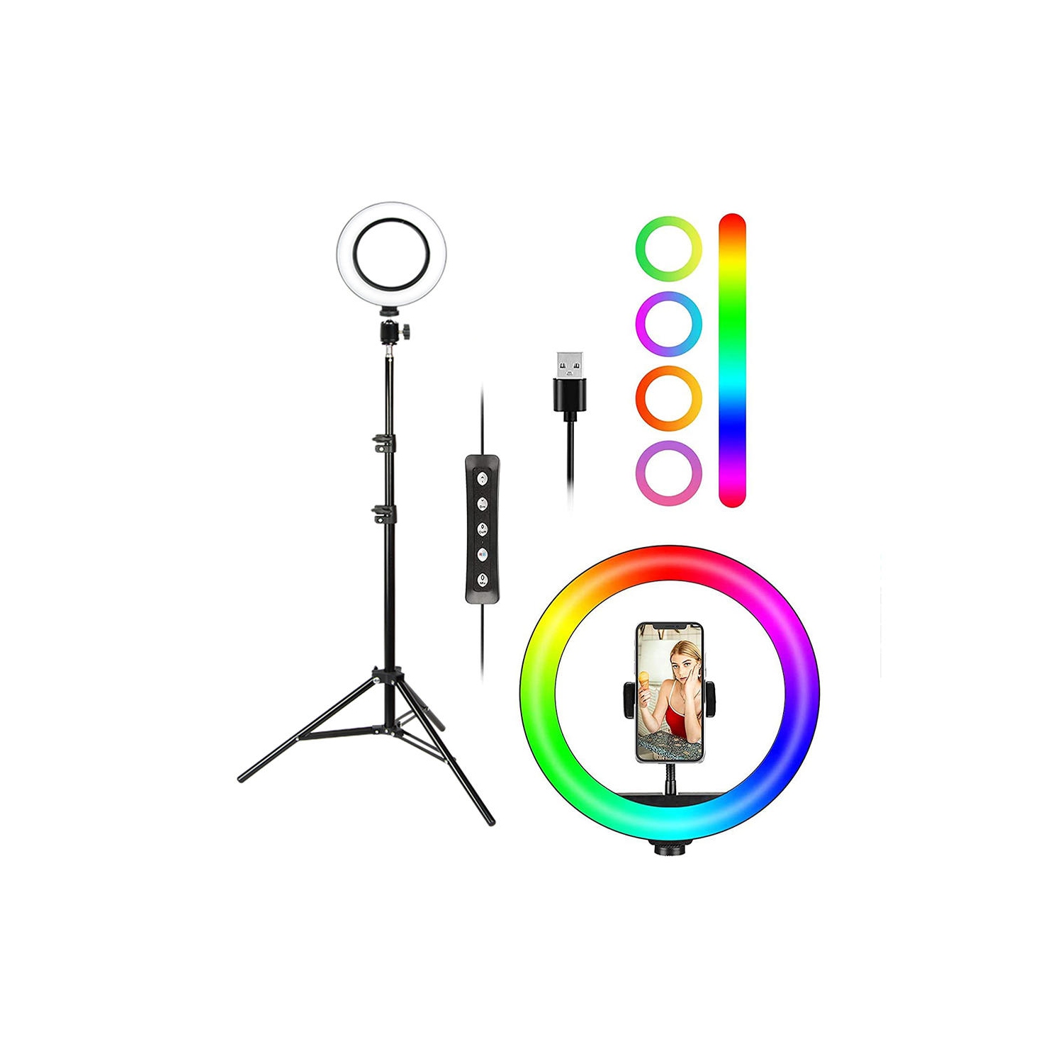 10" LED RGB Desktop Selfie Ring Light for Makeup ,Zoom meetings, taking selfies, ,Live Streaming With 12 Adjustable Brightness