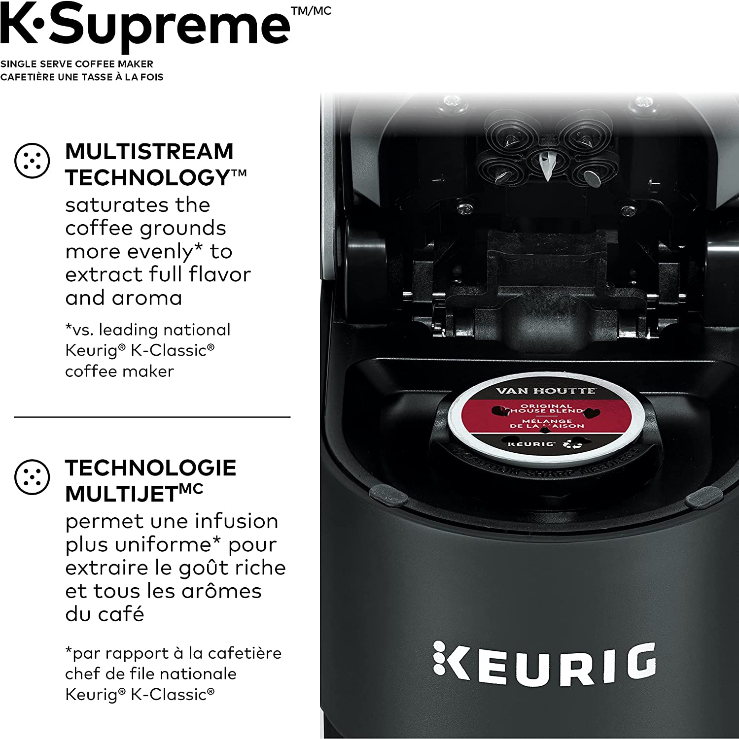 Keurig K-Supreme Single Serve K-Cup Pod Coffee Maker, With MultiStream Technology, Black