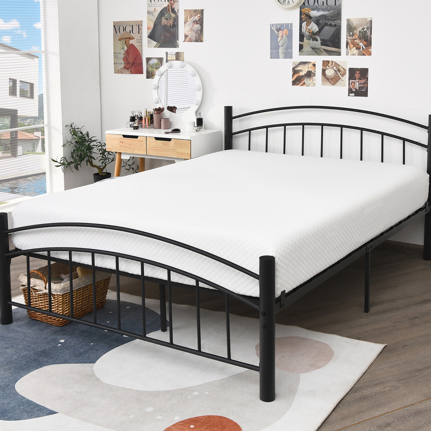 Matelas en mousse 8&nbsp;po Chambre de lit tout-en-un moyennement ferme avec housse amovible de Costway