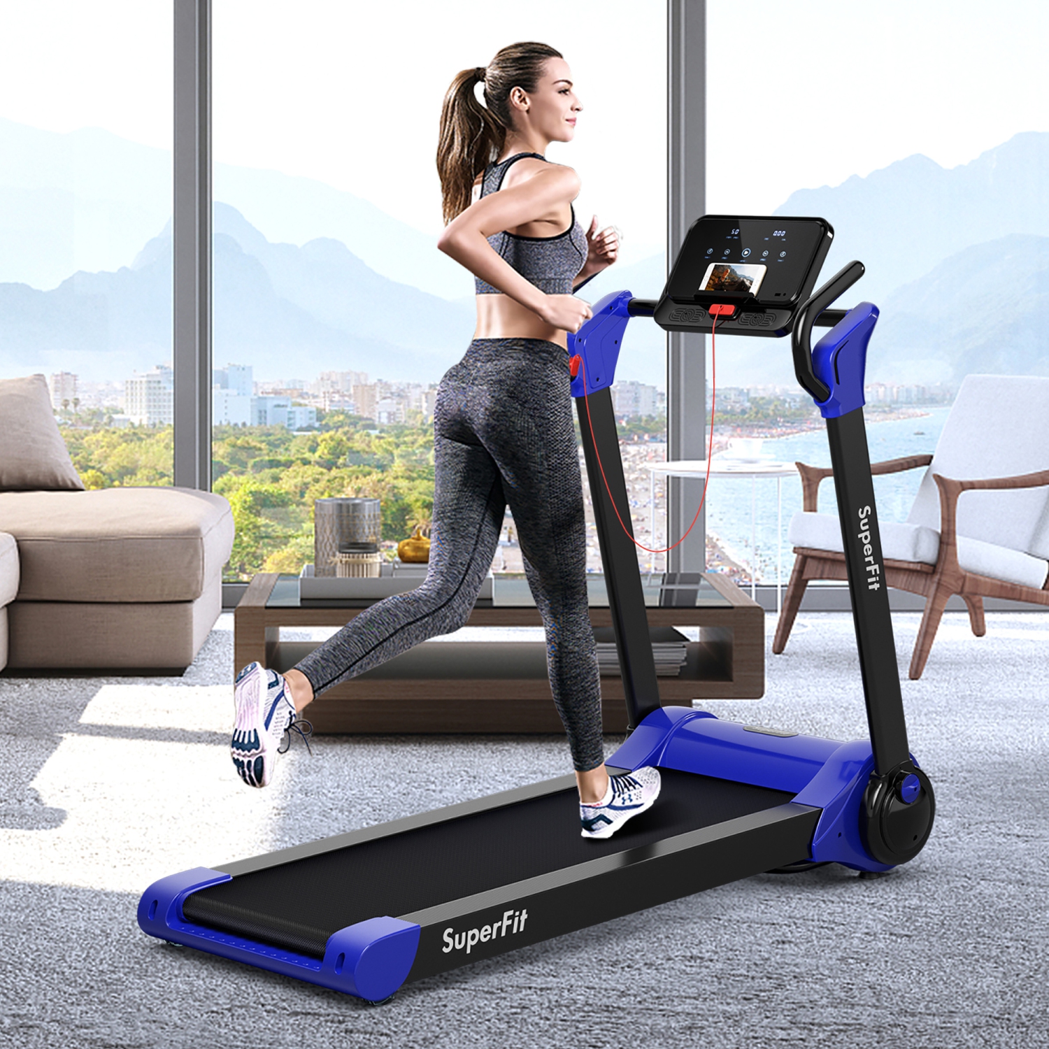 Tapis de course pliable 2,25CV Superfit avec haut-parleur Bluetooth