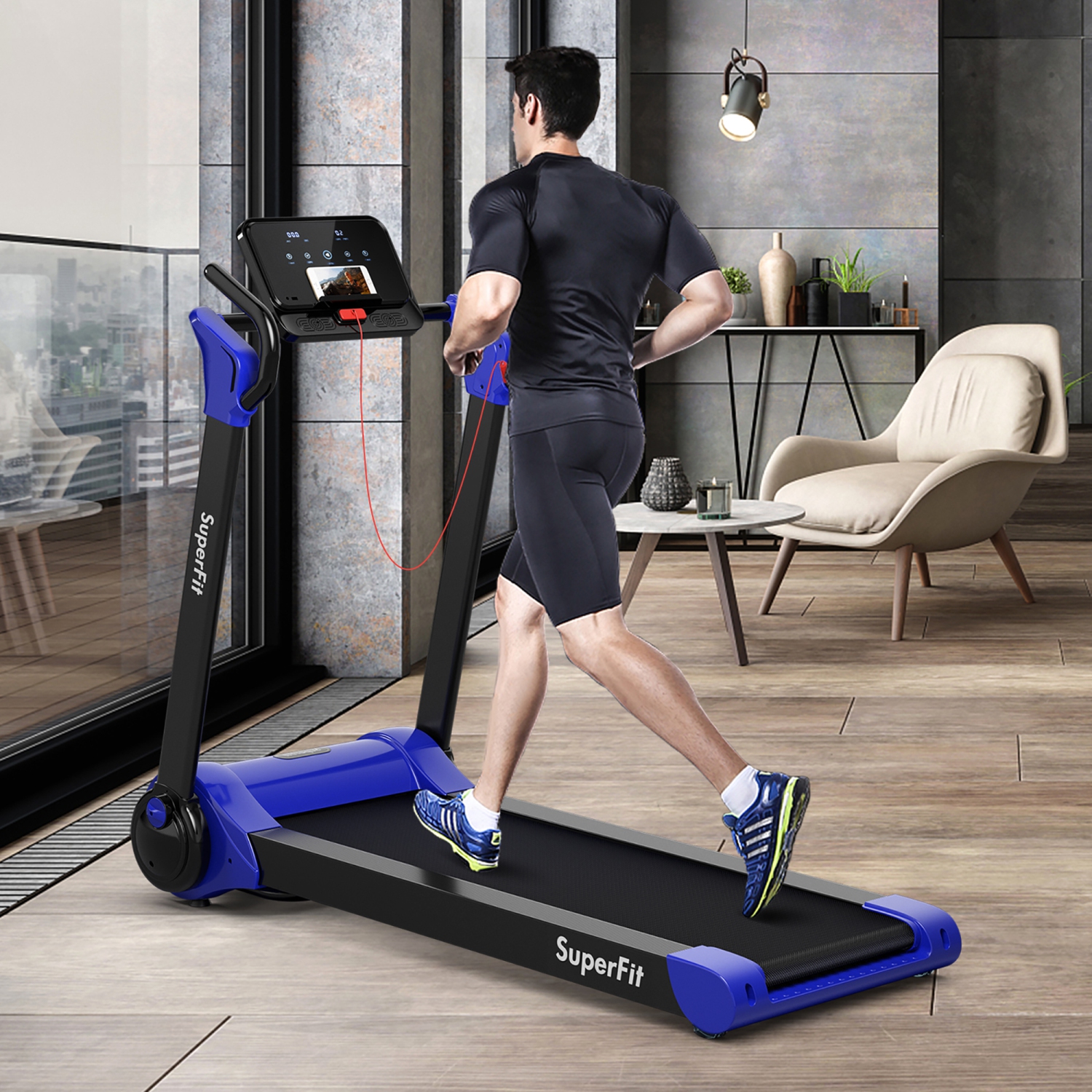 Tapis de course pliable 2,25CV Superfit avec haut-parleur Bluetooth