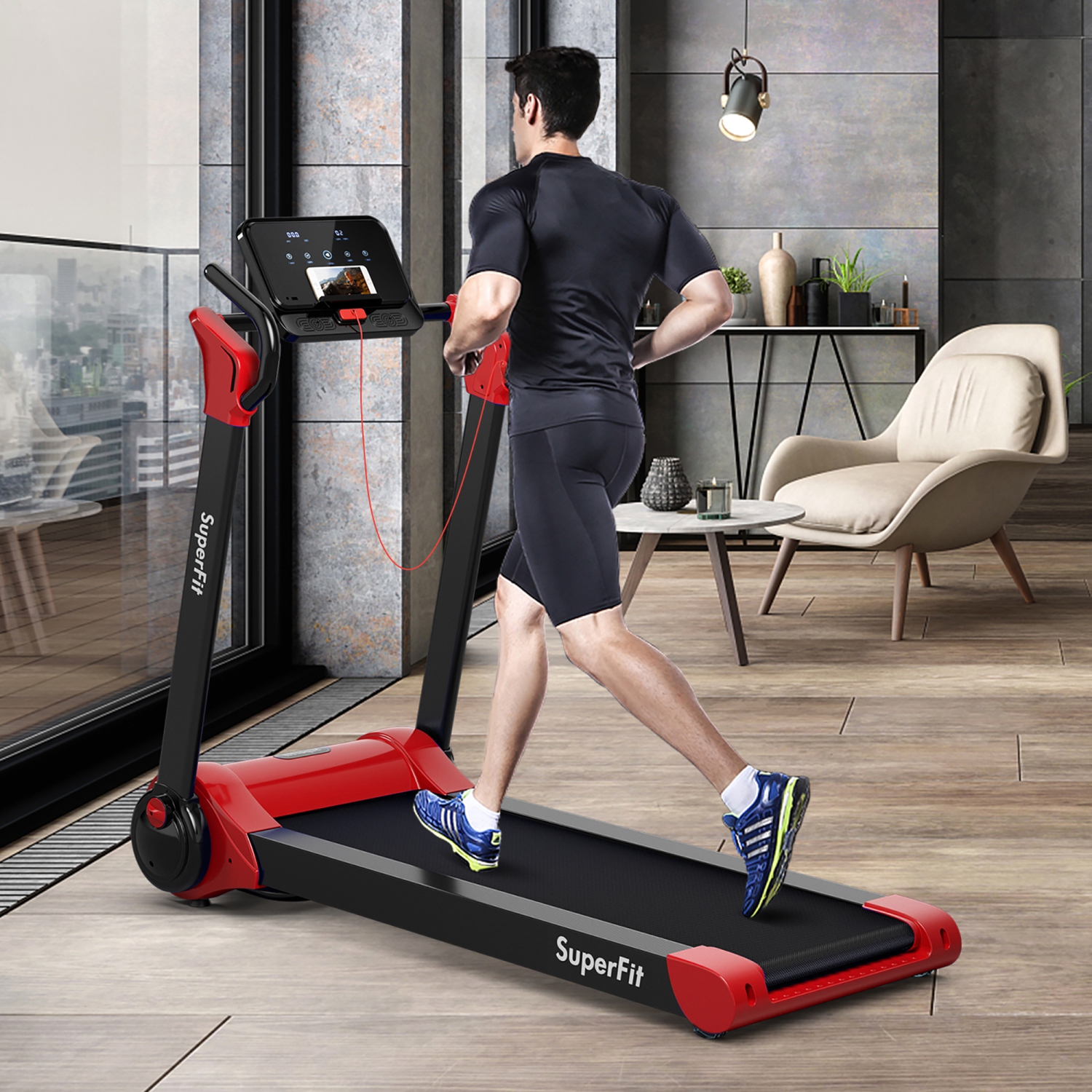 Tapis de course pliable 2,25CV Superfit avec haut-parleur Bluetooth