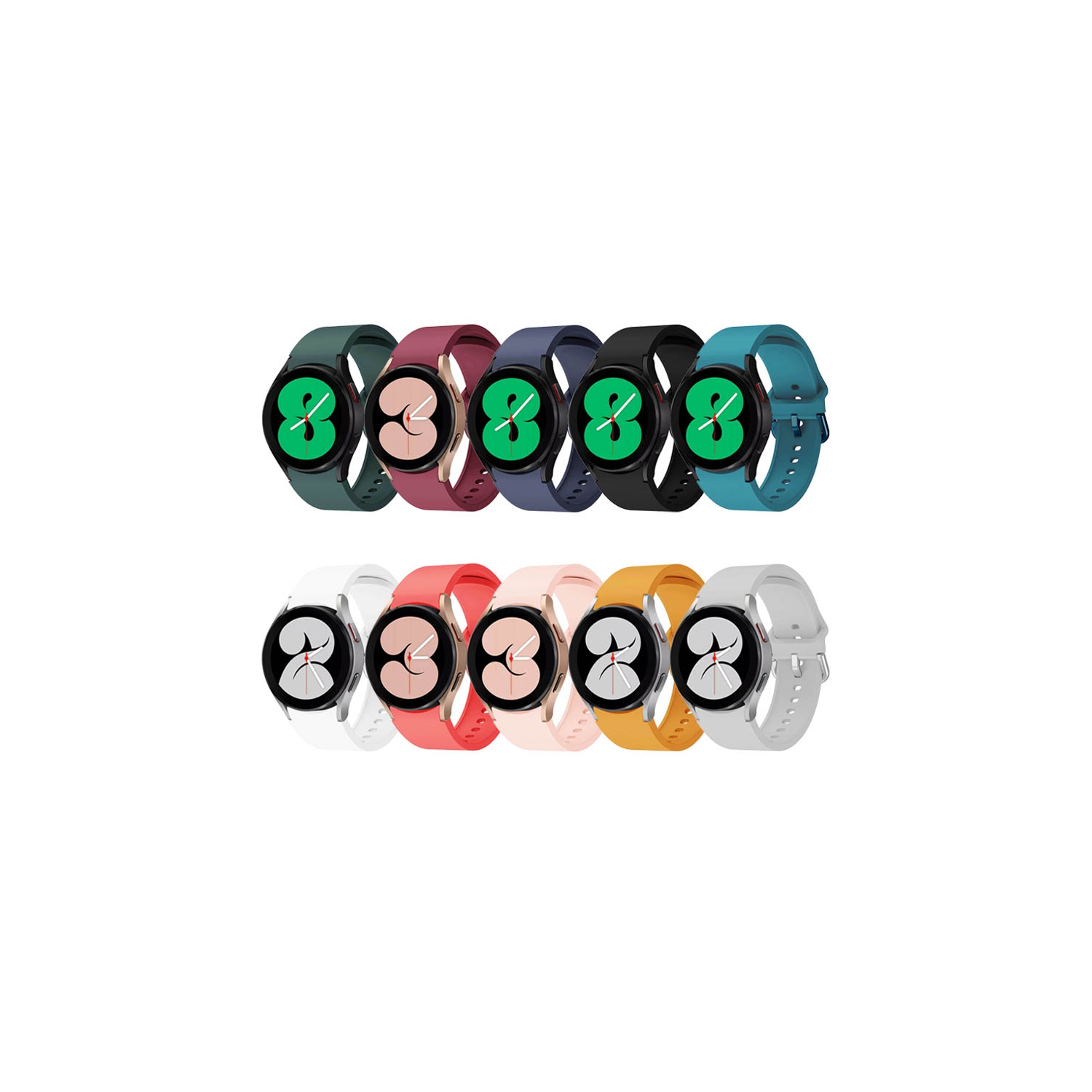 Bracelet de montre en caoutchouc de silicone de couleur solide StrapsCo pour Samsung Galaxy Watch 4 - Noir