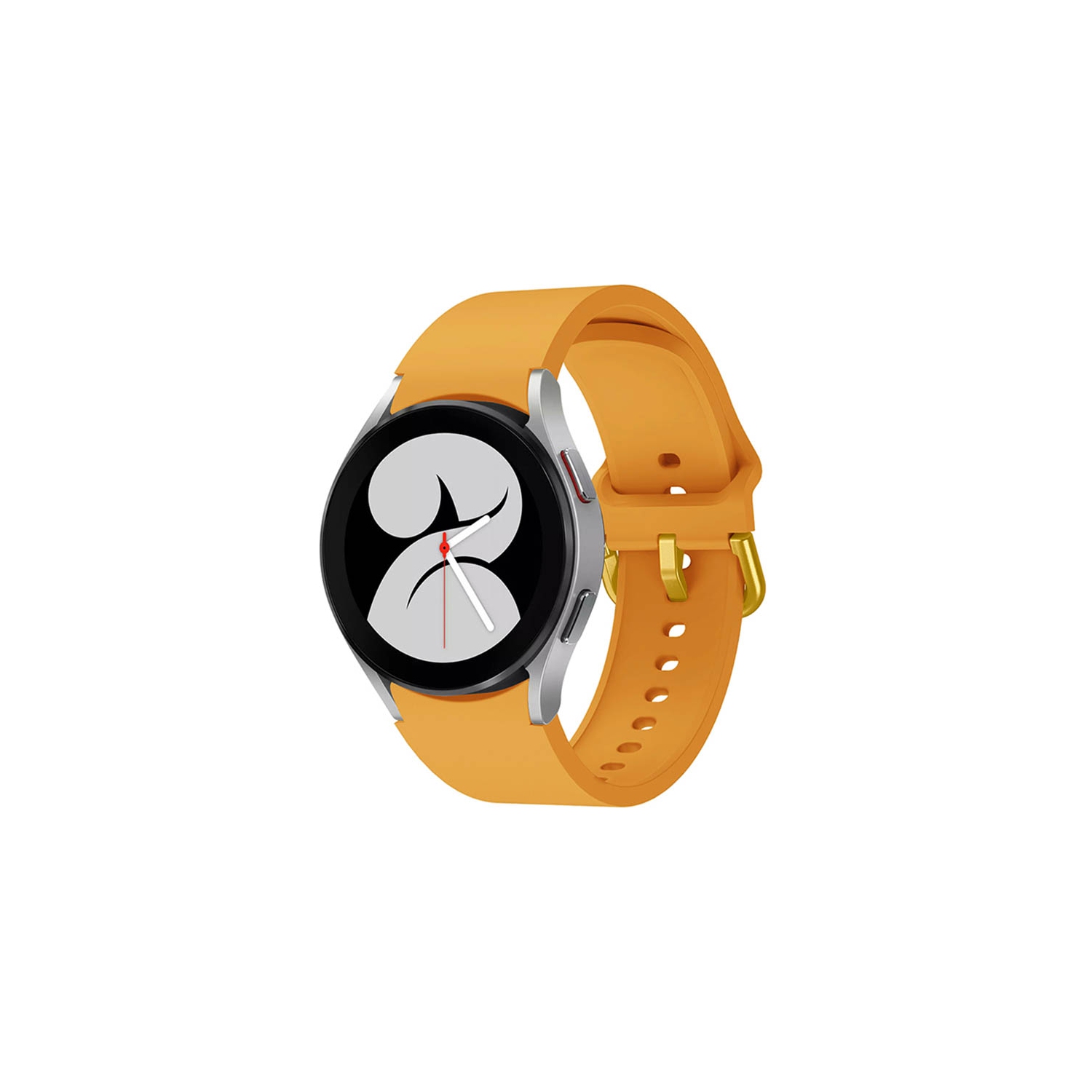 StrapsCo Solid Colour Silicone Rubber Watch Strap for Samsung Galaxy Watch 4 - Mustard Orange