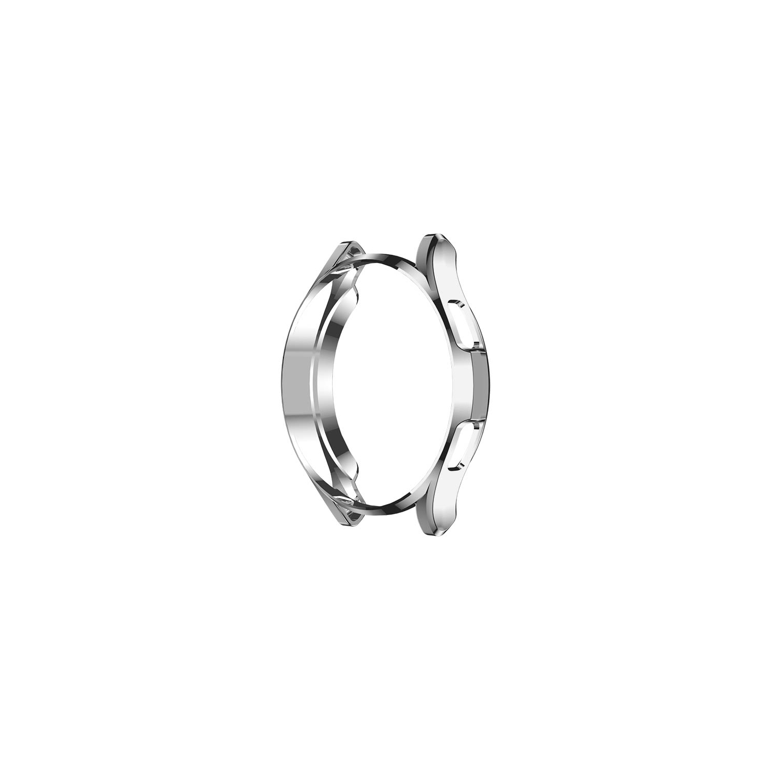 StrapsCo Metallic TPU Rubber Shield Guard for Samsung Galaxy Watch 4 - For 42mm Galaxy Watch4 Classic - Silver