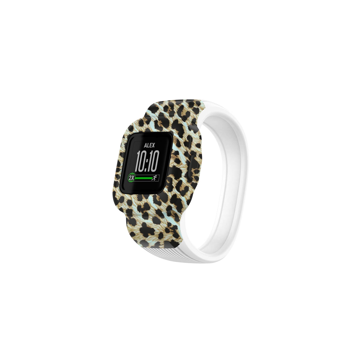 StrapsCo Patterned Silicone Rubber Watch Band Strap for Garmin Vivofit Jr. 3 - Short-Medium - Leopard Print