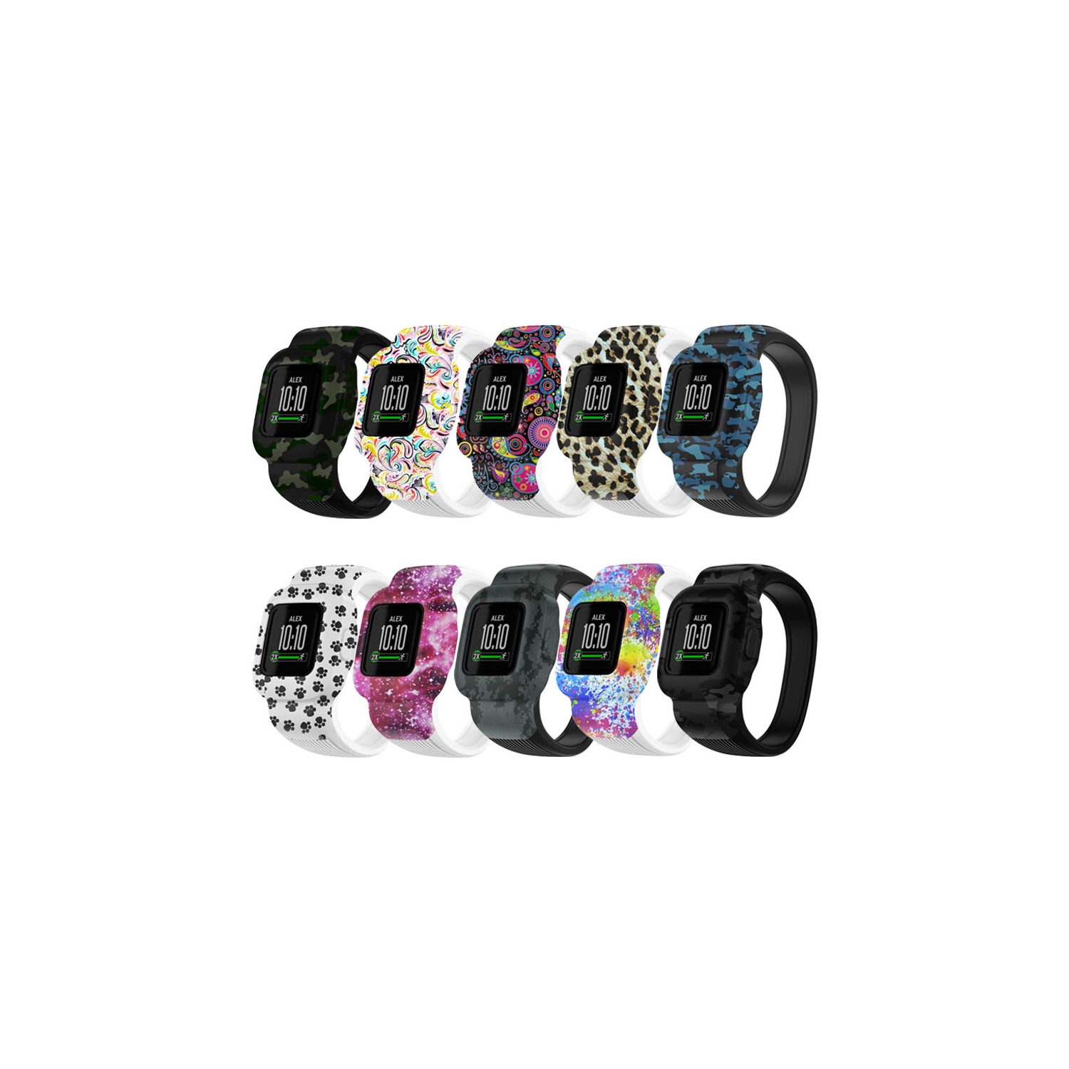 StrapsCo Patterned Silicone Rubber Watch Band Strap for Garmin Vivofit Jr. 3 - Short-Medium - Leopard Print