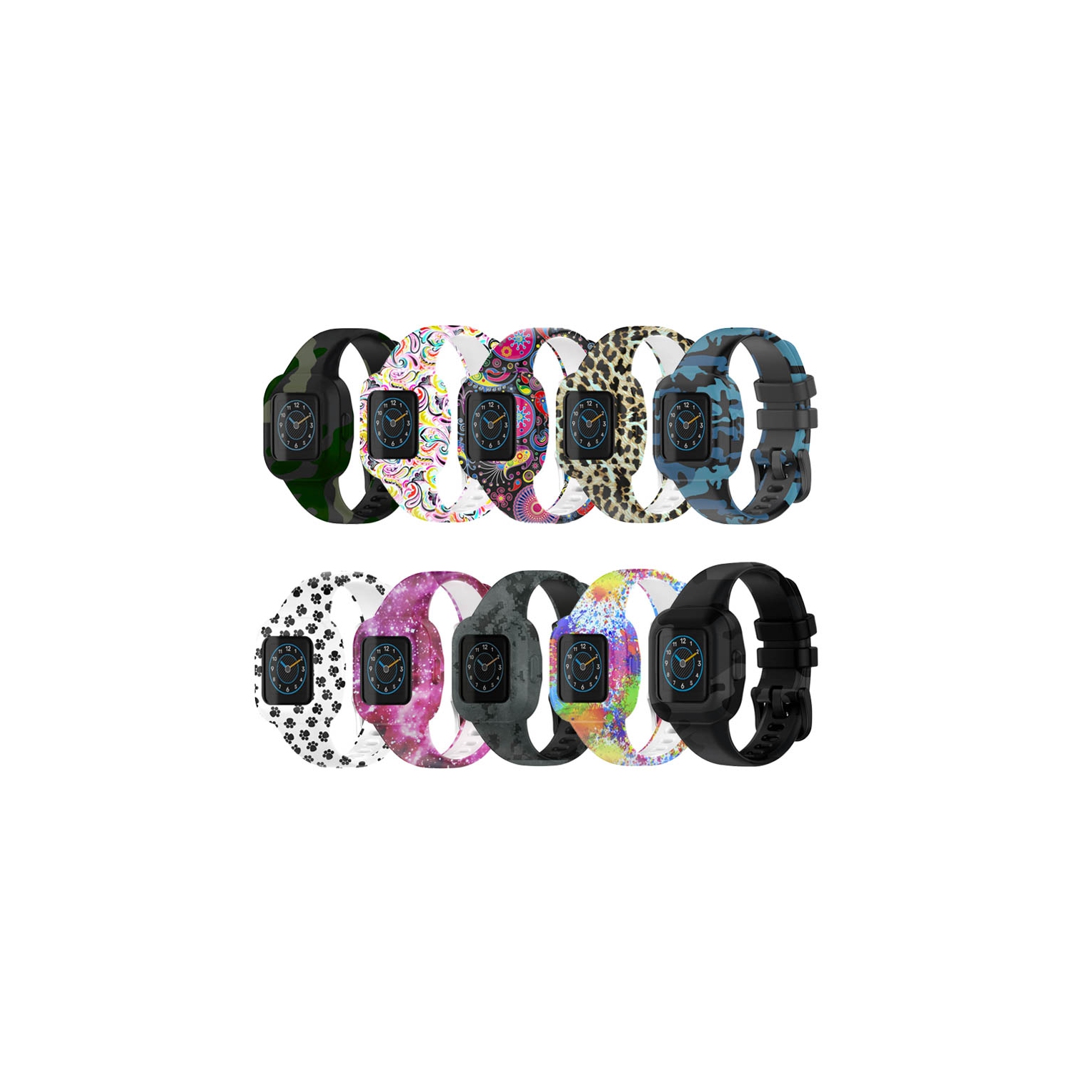 StrapsCo Patterned Silicone Watch Band Strap w/ Buckle for Garmin Vivofit Jr. 3 - Paisley