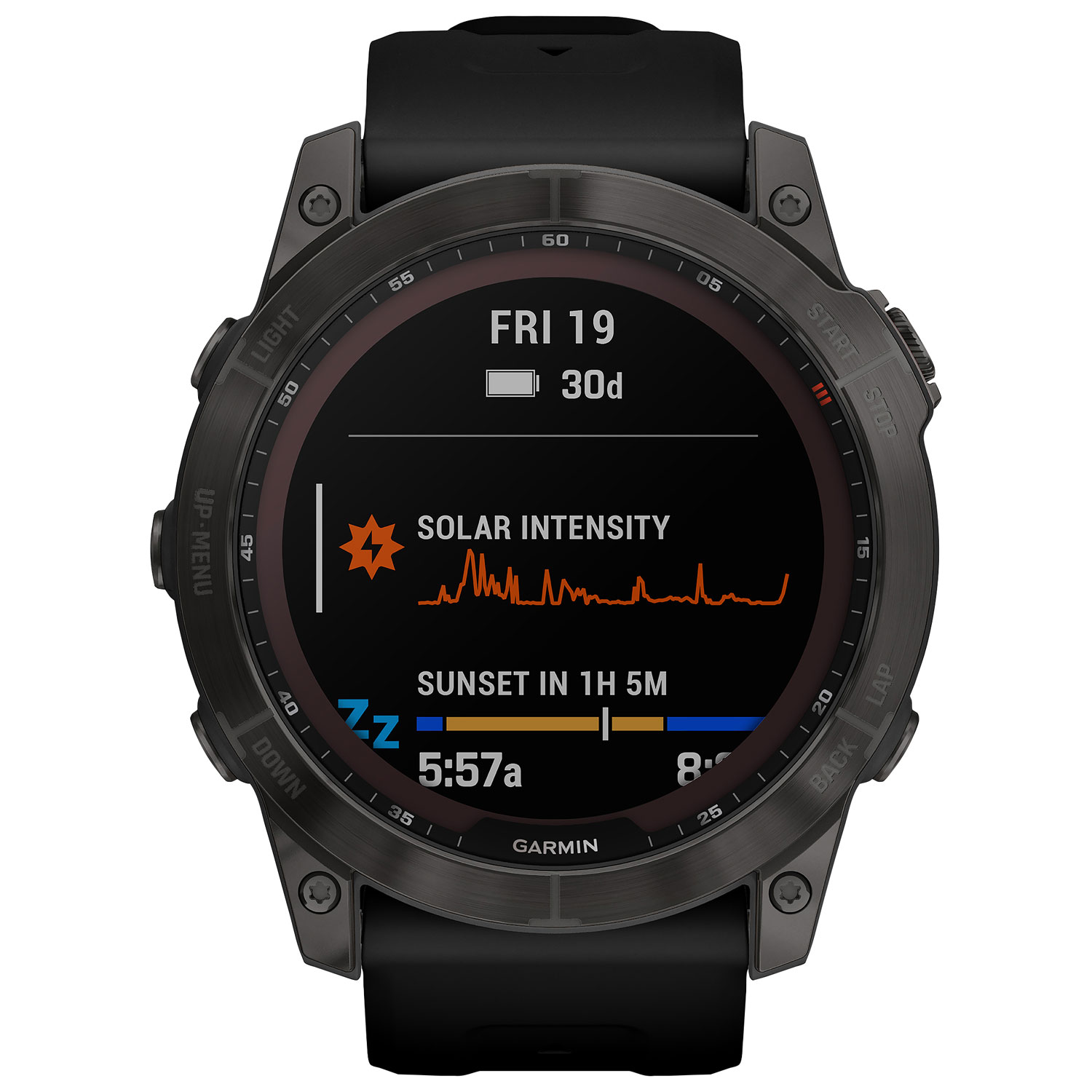 Garmin fenix 7X Sapphire Solar 51mm Smartwatch with HR Monitor - Carbon Grey/Black/Titanium Back