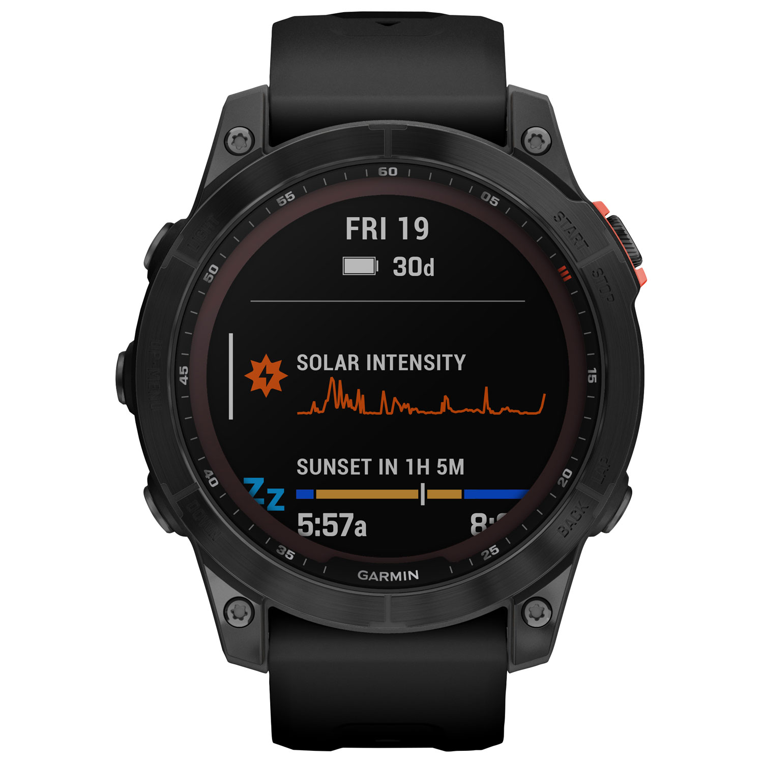 Garmin fenix 7 Solar 47mm Smartwatch with Heart Rate Monitor - Slate Grey/Black/Steel Back