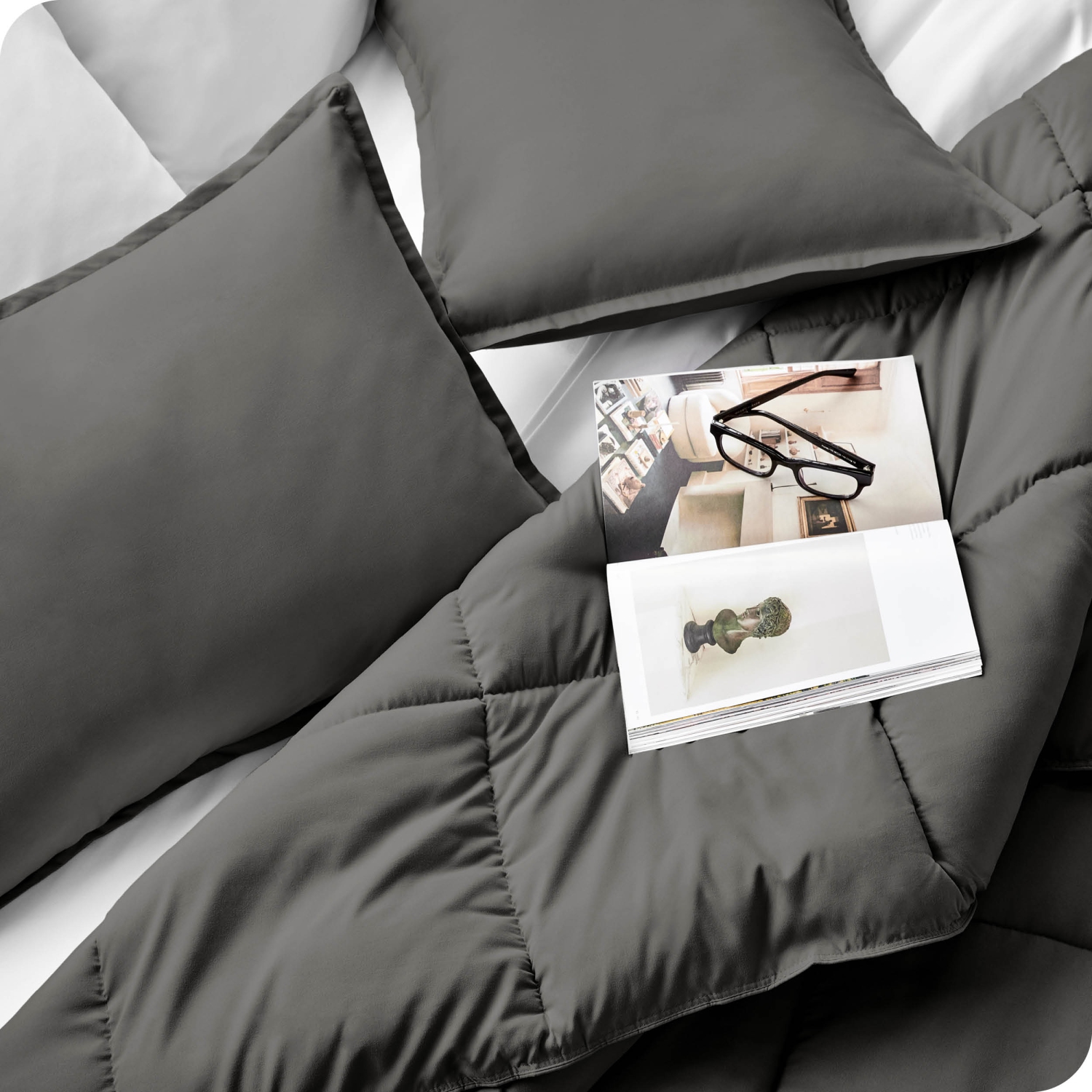 Ensemble de douillette « Bare Home » - duvet d'oie - Ultra-doux - Hypoallergénique - chaleur respirante toute saison - Grand lit surdimensionné, gris