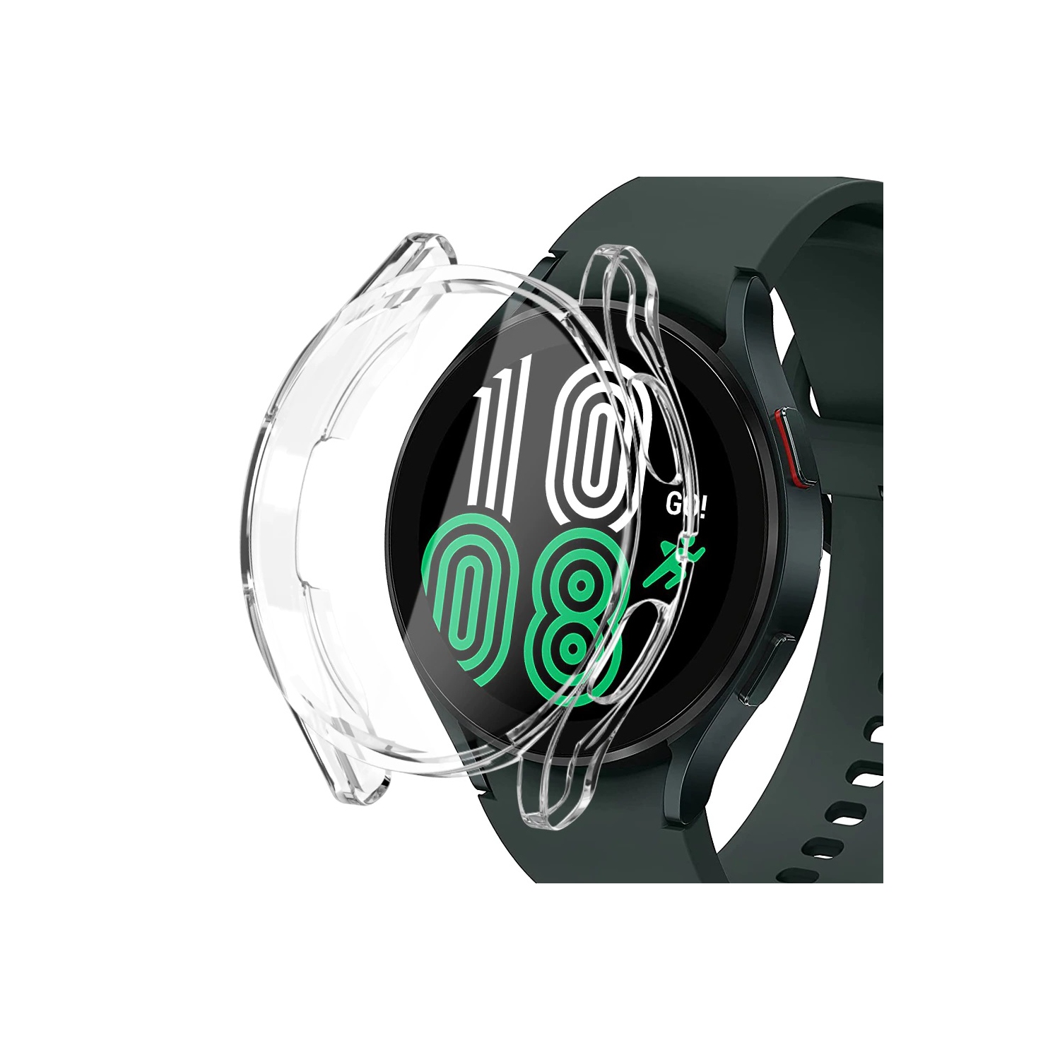 Samsung Galaxy Watch 4 [40mm] Protection globale à 360 °, écran en verre trempé intégré et étui rigide pour PC avec coque de protection, uniquement