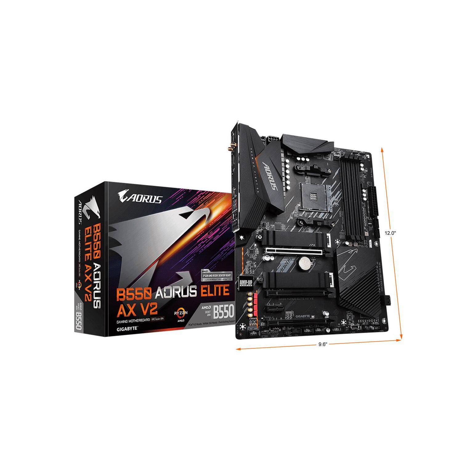 Gigabyte B550 AORUS ELITE AX V2 (AMD Ryzen 5000/B550/ATX/True 12+2 Phases Digital VRM/PCIe4.0/DDR4/USB3.2 Gen 1/Realtek ALC1200/Intel WiFi 6/2xM.2