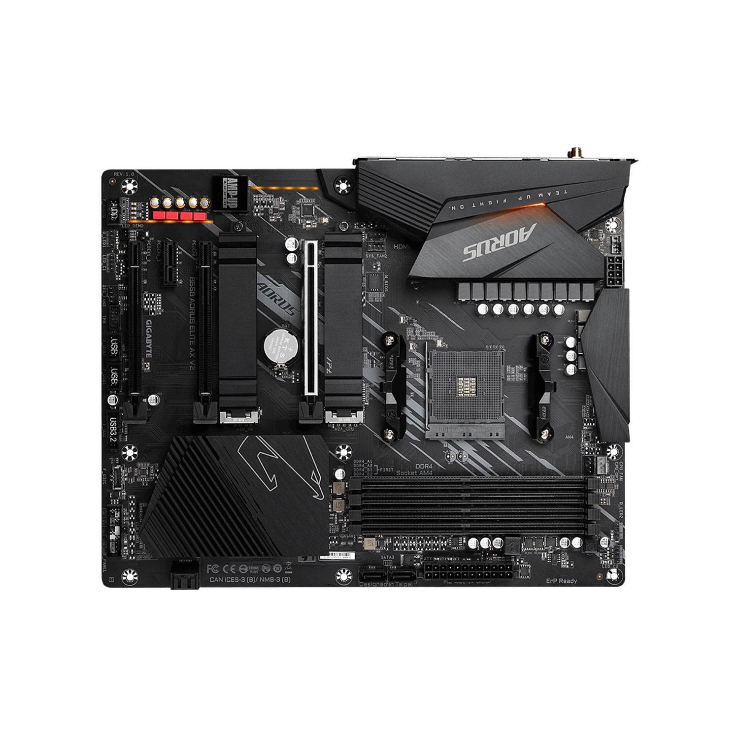 Gigabyte B550 AORUS ELITE AX V2 (AMD Ryzen 5000/B550/ATX/True 12+2 Phases Digital VRM/PCIe4.0/DDR4/USB3.2 Gen 1/Realtek ALC1200/Intel WiFi 6/2xM.2