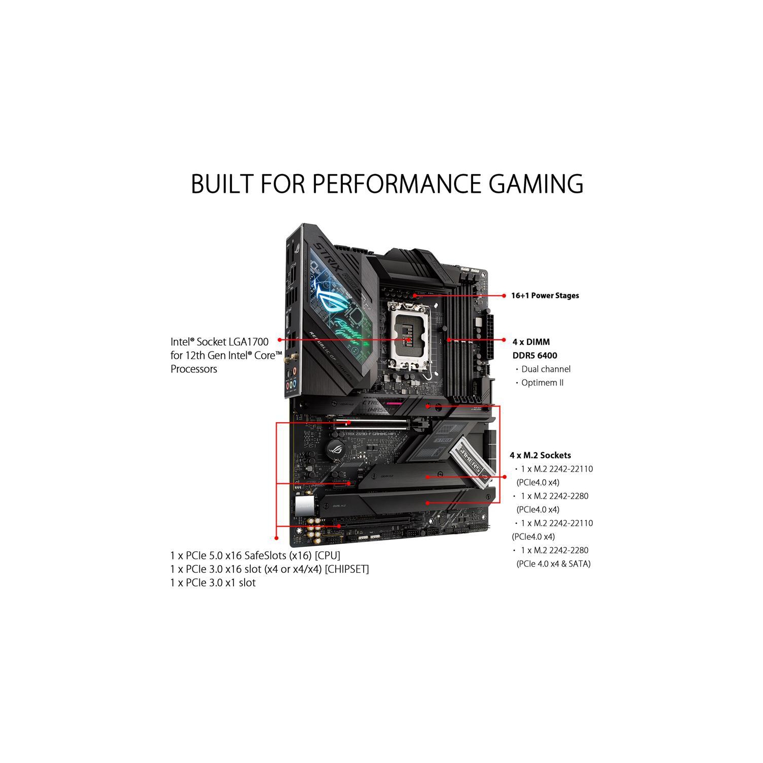Carte mère de jeu ASUS ROG Strix Z690-F Gaming WiFi 6E LGA 1700 Intel 12e génération ATX - PCIe 5.0, DDR5, 16+1 étages d'alimentation, 2,5 Gb LAN,