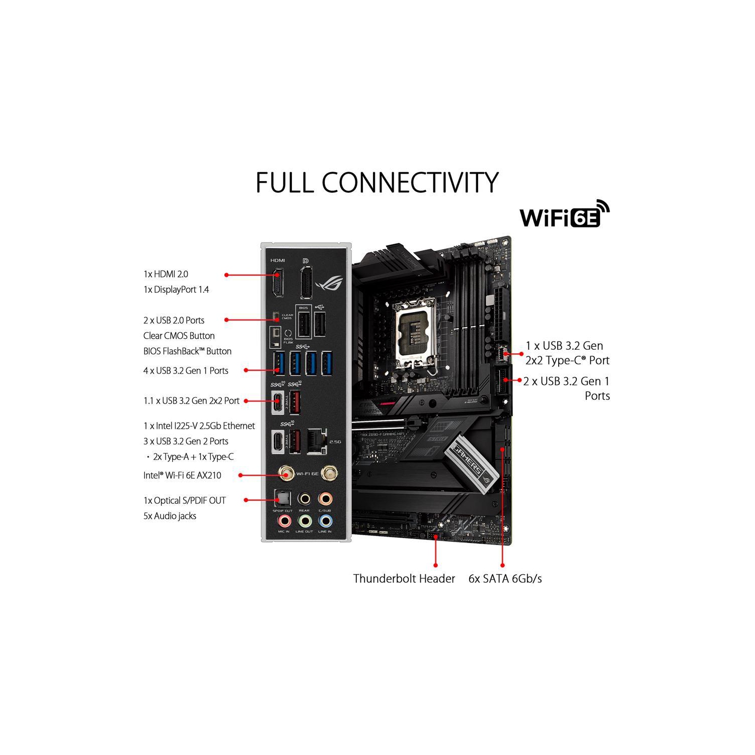 Carte mère de jeu ASUS ROG Strix Z690-F Gaming WiFi 6E LGA 1700 Intel 12e génération ATX - PCIe 5.0, DDR5, 16+1 étages d'alimentation, 2,5 Gb LAN,