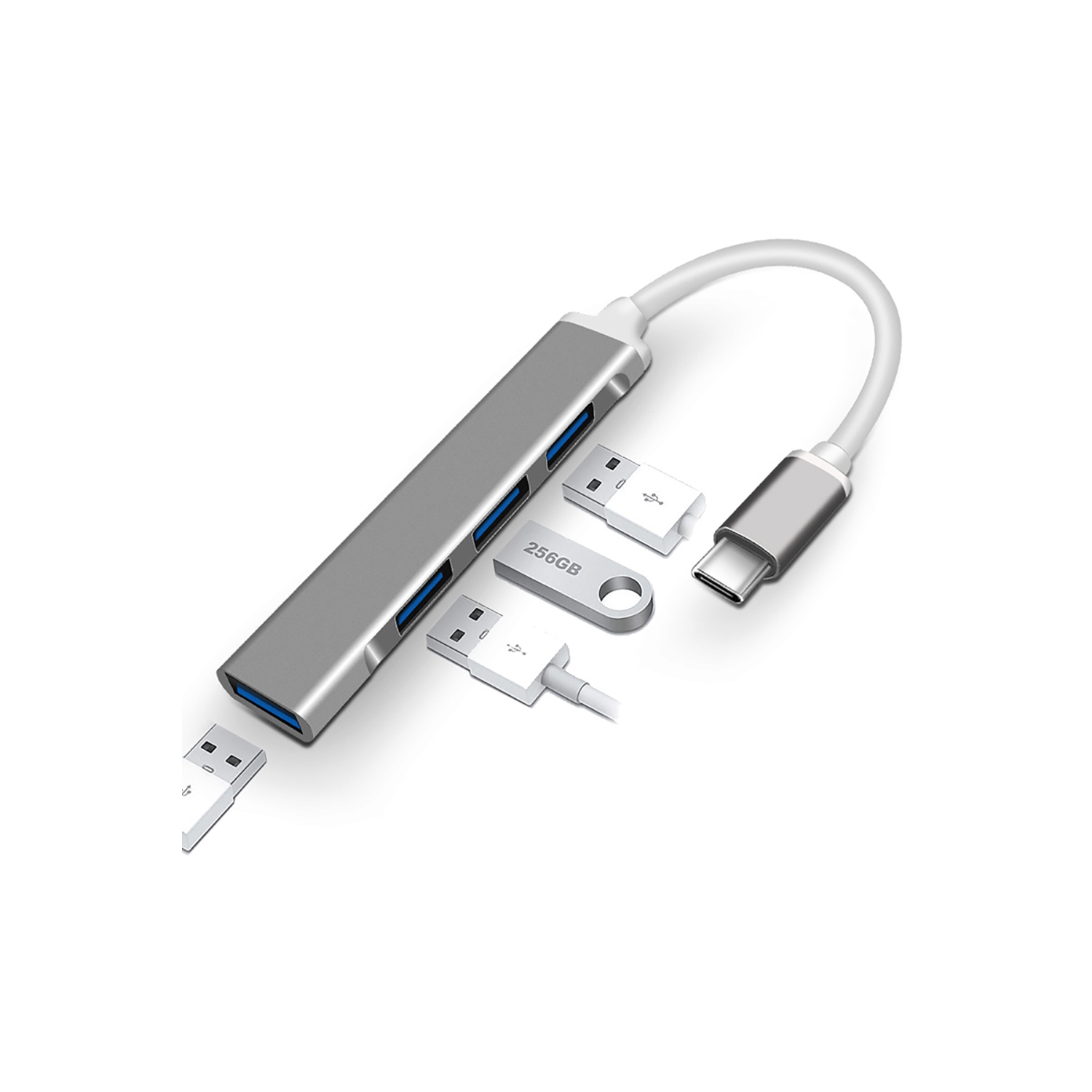 HUB USB-C avec 4 ports USB pour iMac, MacBook, iPad, Surface, Galaxy, PC portable et plus - Adaptateur multi-port USB Type-C vers hub USB 3.0