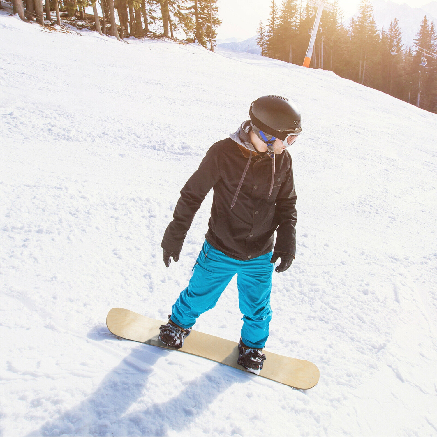 Planche de ski de planche de luge de marque Gymax avec sangles de pied  réglables Sports d'hiver snowboard