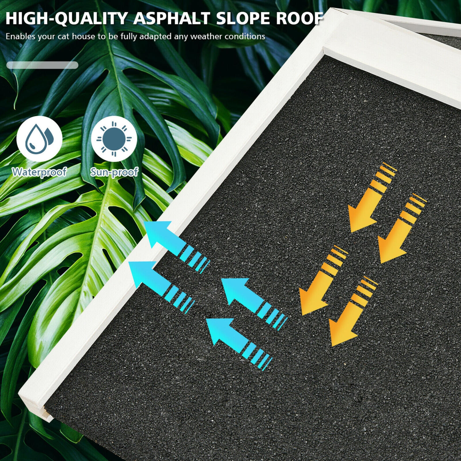 Gymax 2-Tier Wooden Cat House Outdoor Kitty Shelter w/ Escape Door Rainproof