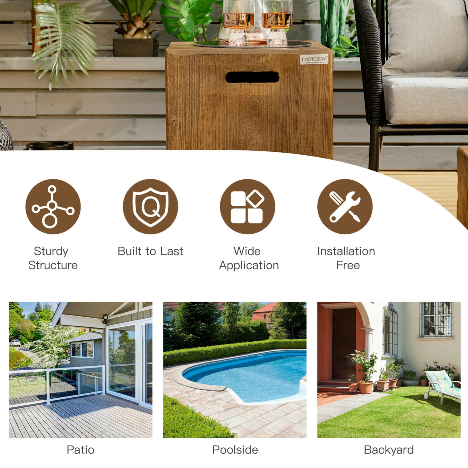 Gymax 16'' Outdoor Hideaway Table Propane Tank Cover for Standard 20 LBS Propane Tank