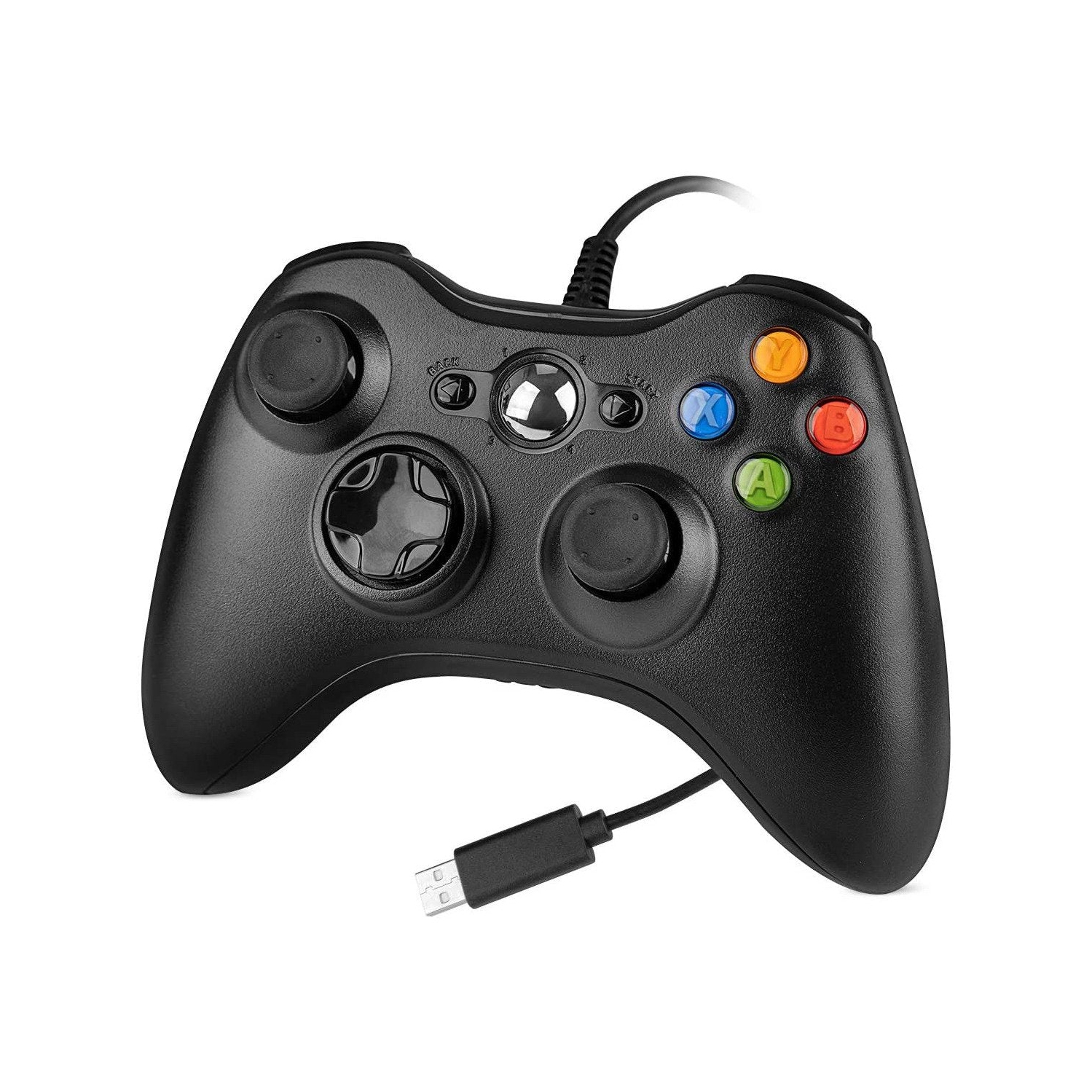 Wired USB Joystick with Dual Vibration and Shoulders Buttons for Xbox 360/Xbox 360 Slim/PC Windows 7/8/10 (Black)