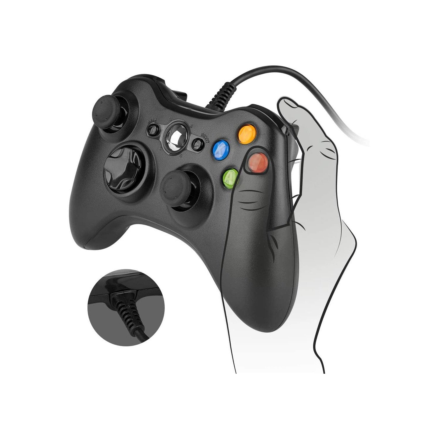 Wired USB Joystick with Dual Vibration and Shoulders Buttons for Xbox 360/Xbox 360 Slim/PC Windows 7/8/10