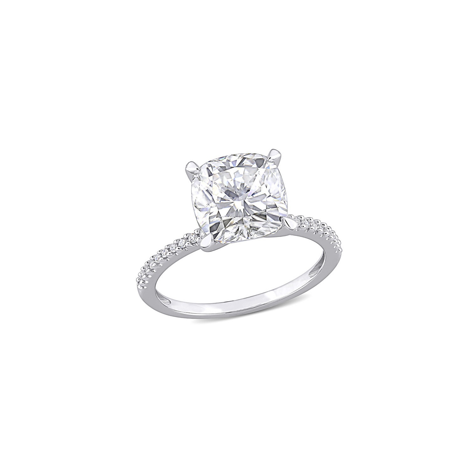 Bague de fiançailles en or blanc 14K ct avec moissanite solitaire synthétique en laboratoire d'3,50&nbsp;carat