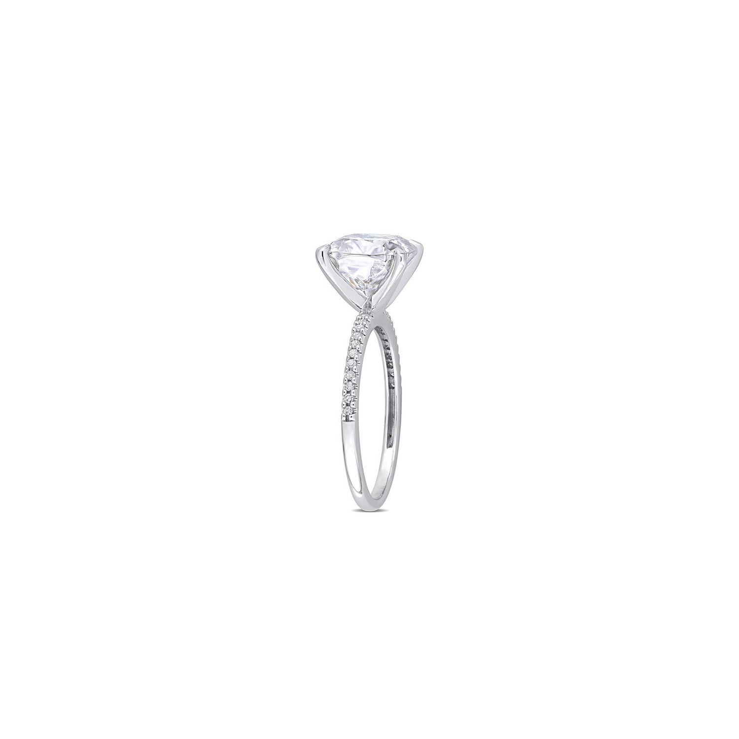 Bague de fiançailles en or blanc 14K ct avec moissanite solitaire synthétique en laboratoire d'3,50&nbsp;carat