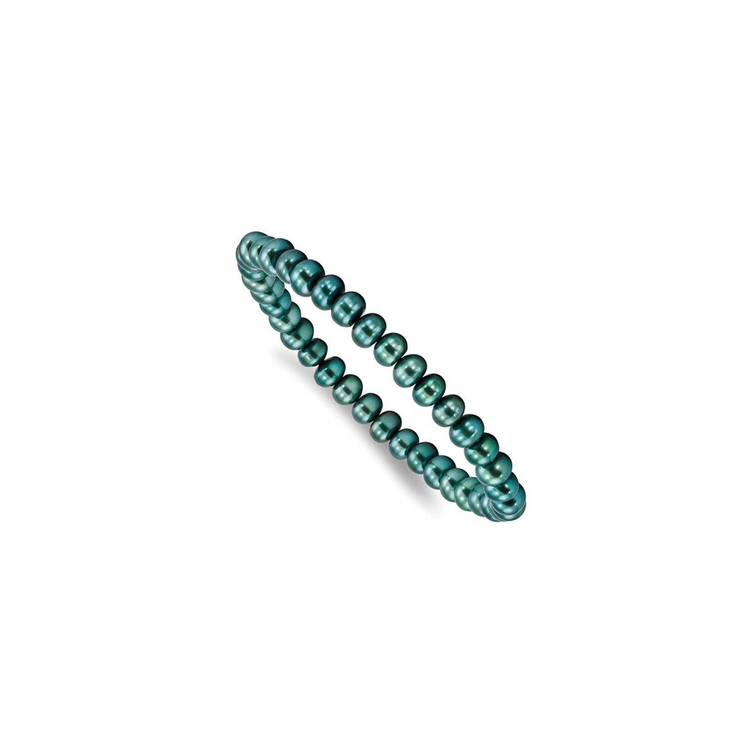 Bracelet élastique à perles d’eau douce de 6 à 7 mm sarcelle