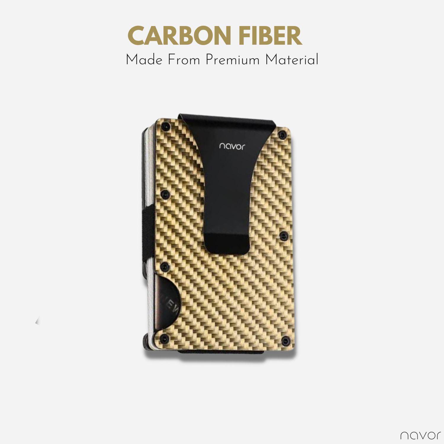 navor Minimalist Carbon Fiber Wallet - Front Pocket RFID Blocking Minimalist Wallet for Men & Women - Metal Wallet Credit Card Holder with Money Clip