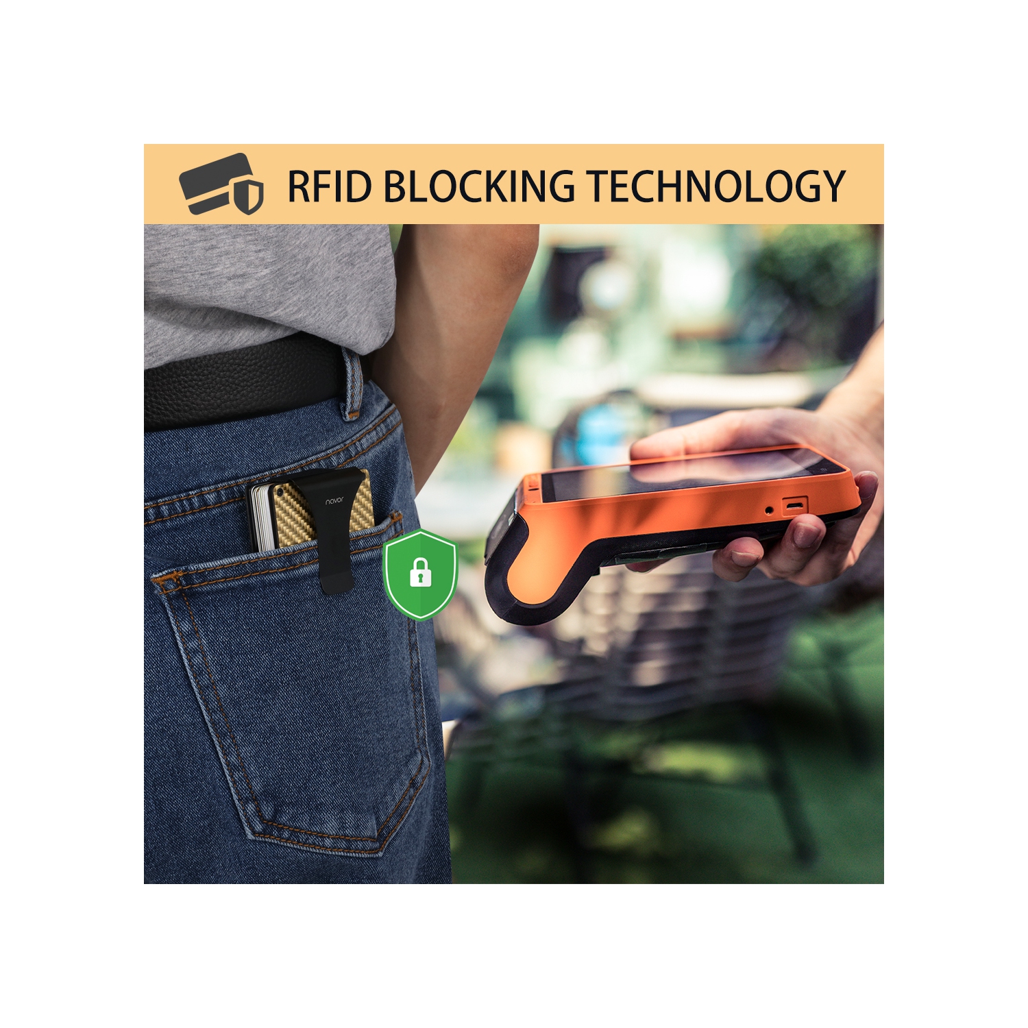 navor Minimalist Carbon Fiber Wallet - Front Pocket RFID Blocking Minimalist Wallet for Men & Women - Metal Wallet Credit Card Holder with Money Clip