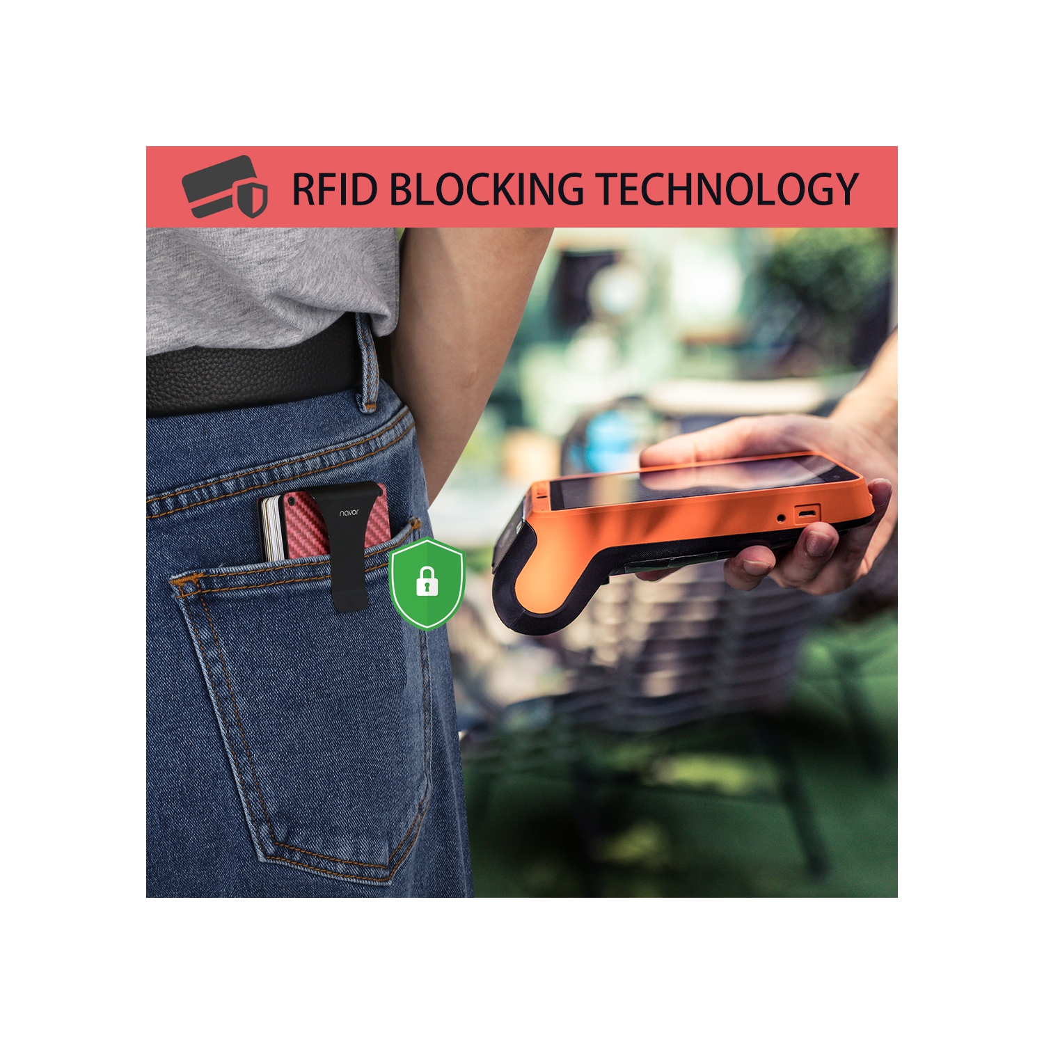 navor Minimalist Carbon Fiber Wallet in Rose Gold - Front Pocket RFID Blocking Minimalist Wallet for Men & Women - Metal Wallet Credit Card Holder