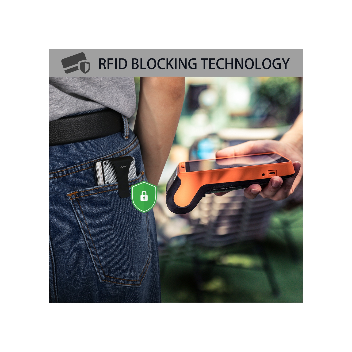 navor Minimalist Carbon Fiber Wallet - Front Pocket RFID Blocking Minimalist Wallet for Men & Women - Metal Wallet Credit Card Holder with Money Clip