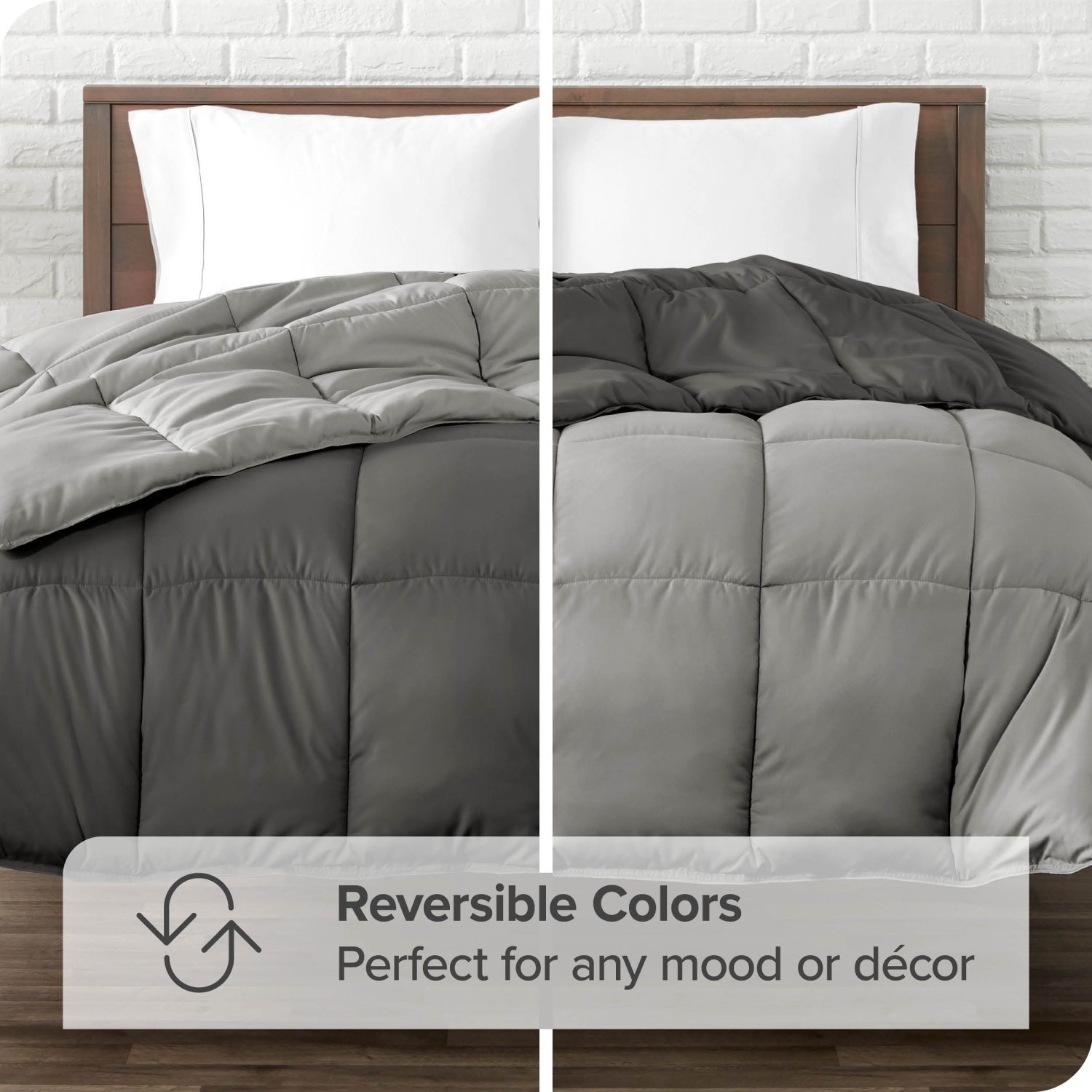 Douillette réversible Bare Home - duvet d'oie - Ultra-doux - Série 1800 de qualité supérieure - Hypoallergénique - respirant - pleine grandeur,