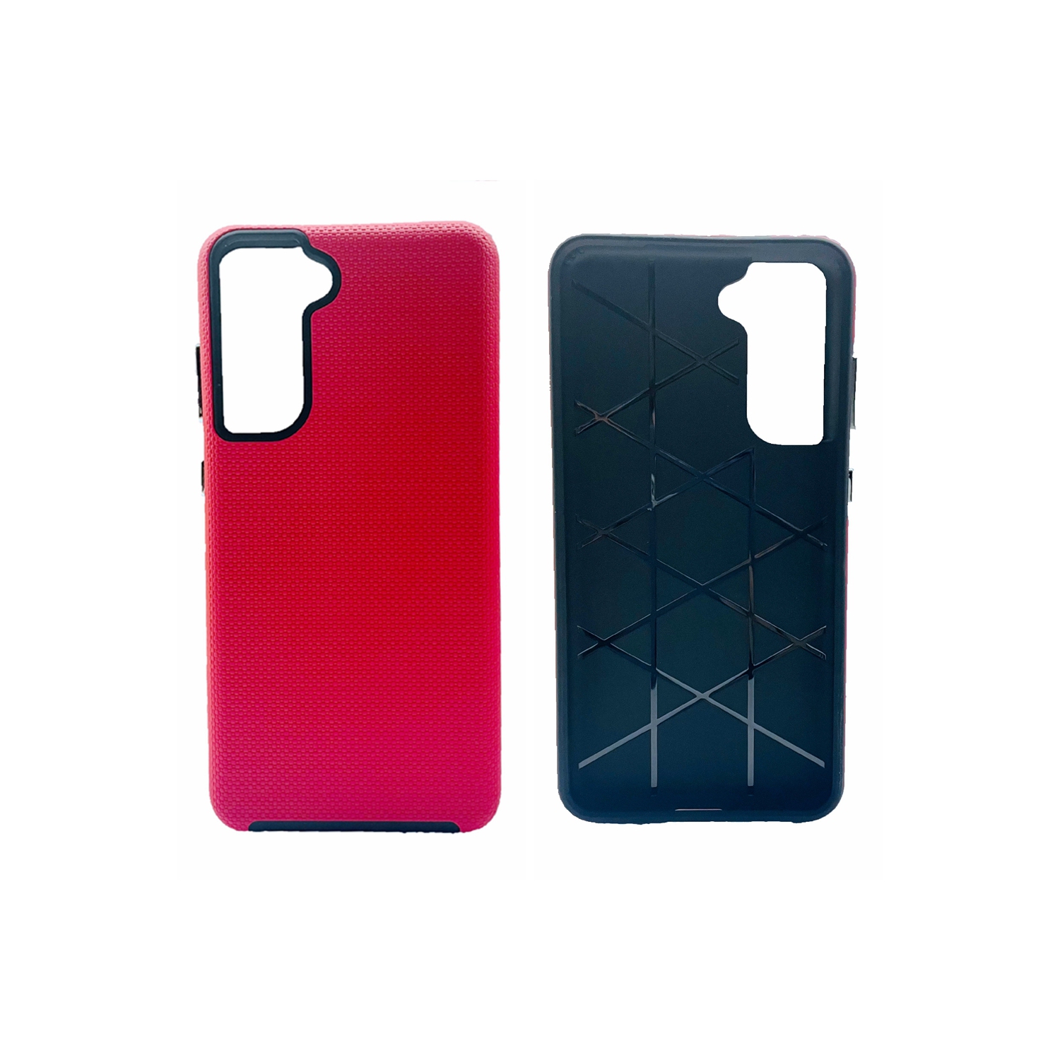 TopSave Triangle Pattern PC Back+Inner TPU Dual Layer Hybrid Case For Samsung Galaxy A36/A56 5G 6.7", Red
