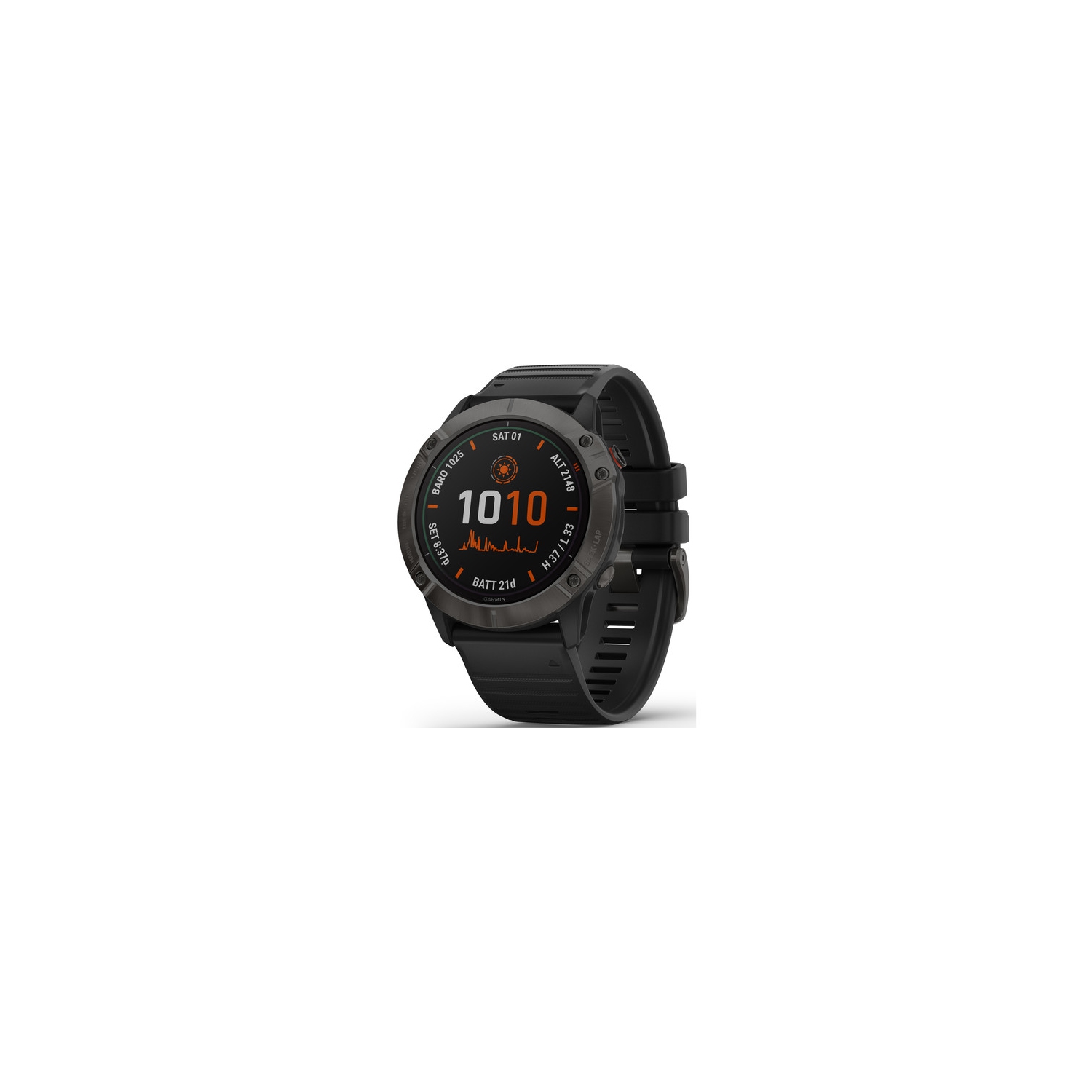 Garmin fenix 6X Multisport GPS Smartwatch 51mm, Pro Solar, Titanium Carbon Gray DLC / Black Band 010-02157-20