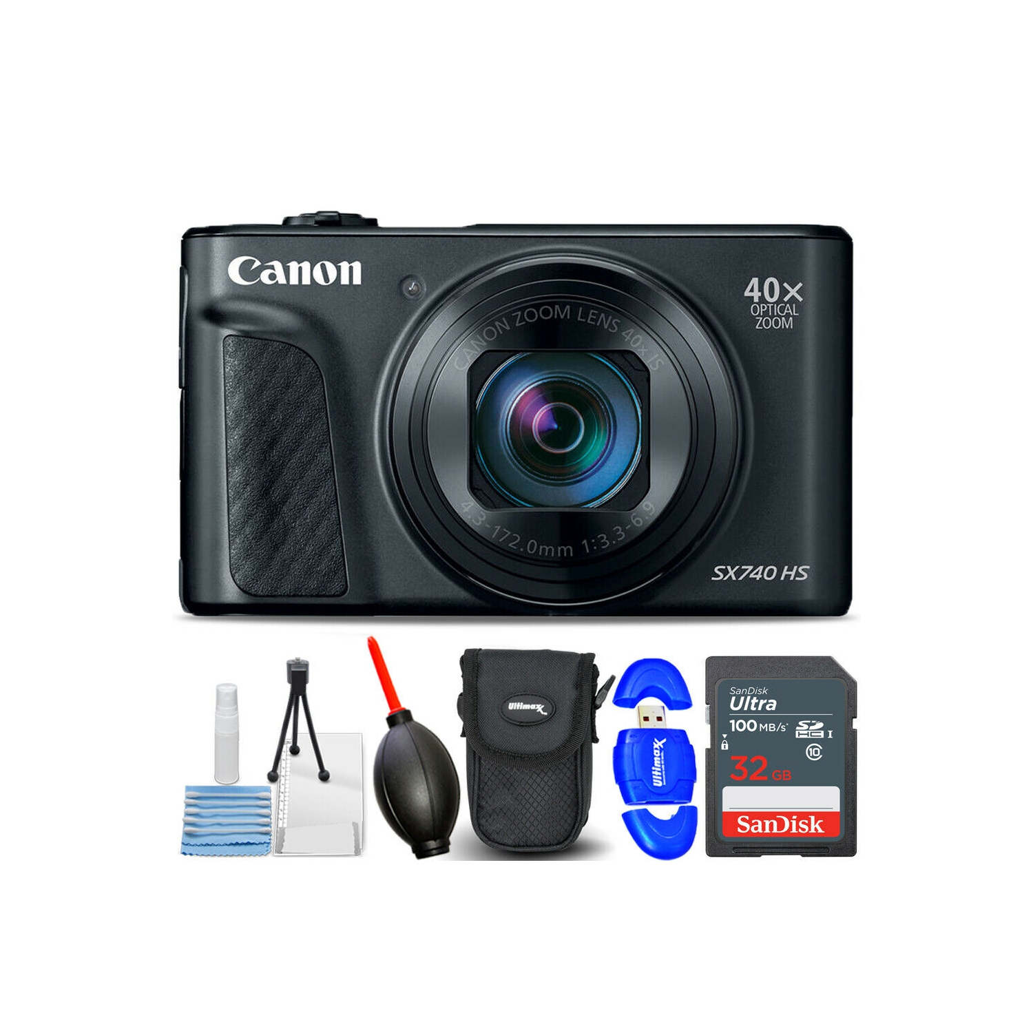 Canon PowerShot SX740 HS Digital Camera (Black) 2955C001 - 7PC Accessory Bundle