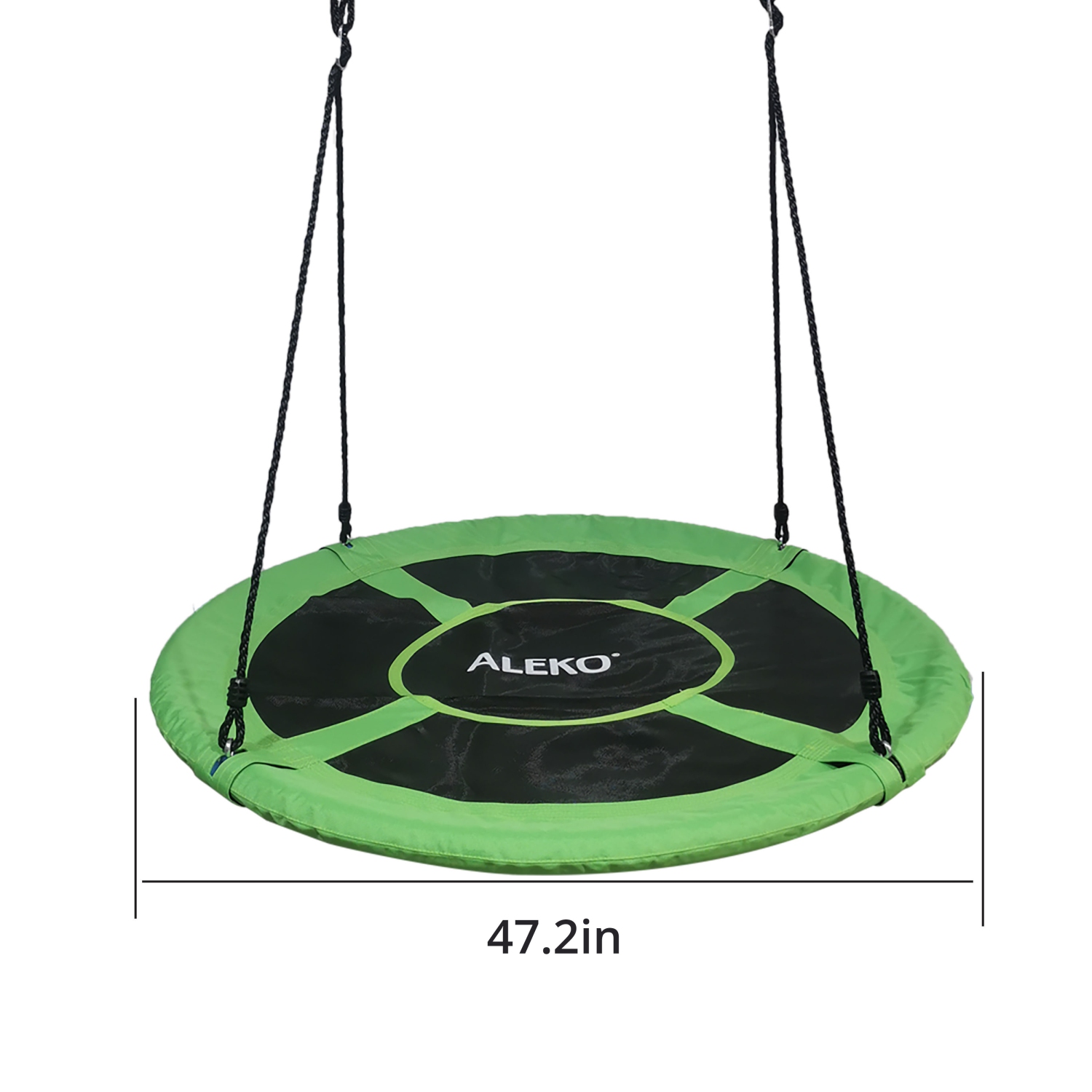 Outdoor Swing Kids Round Tree Anchor Hammock Saucer Backyard Hanging Seat with Adjustable Ropes, Green Color