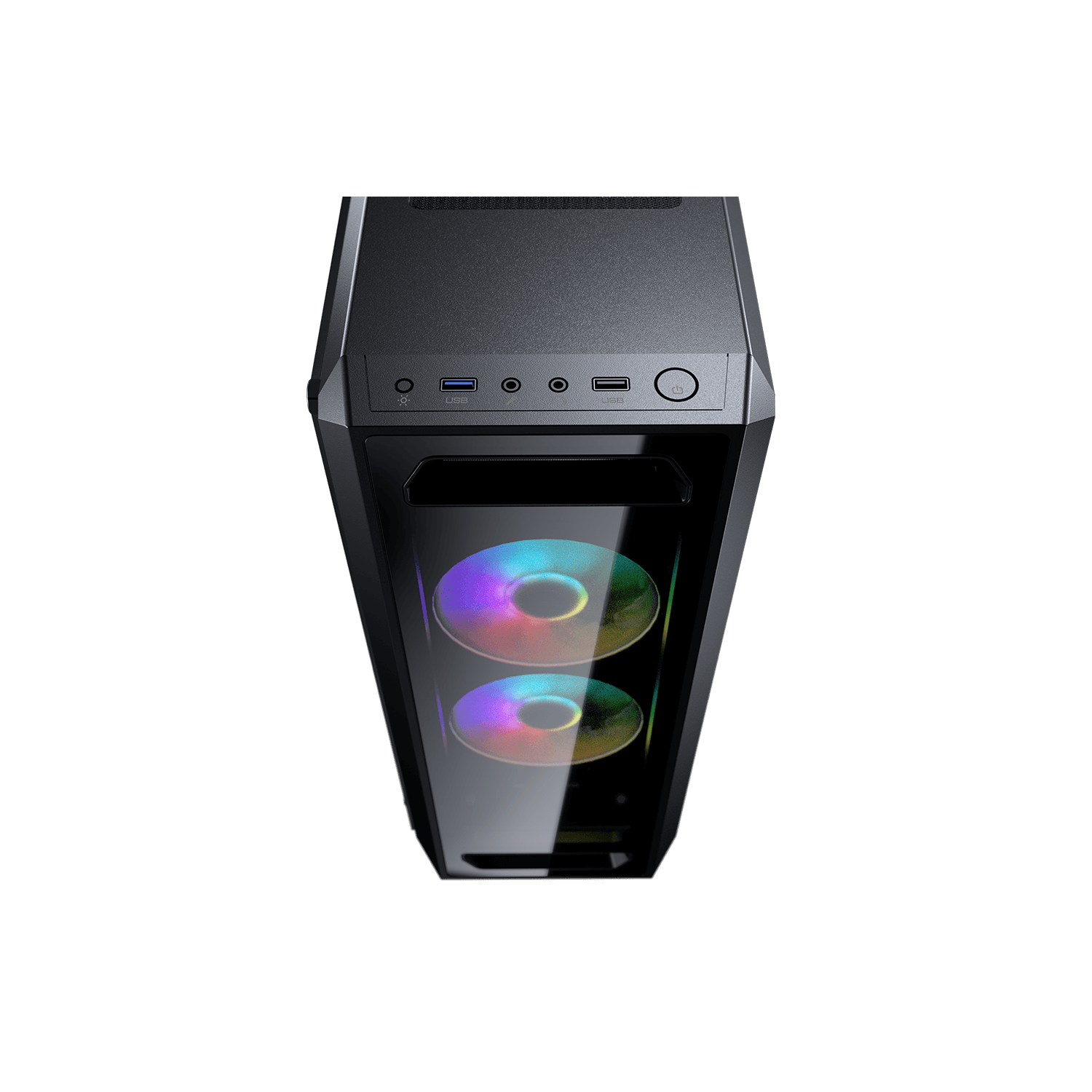 Tour d'ordinateur mi-haute ATX Cougar MX350 RGB, panneau latéral en verre trempé, 2 ventilateurs 120&nbsp;mm ARGB préinstallés, noir