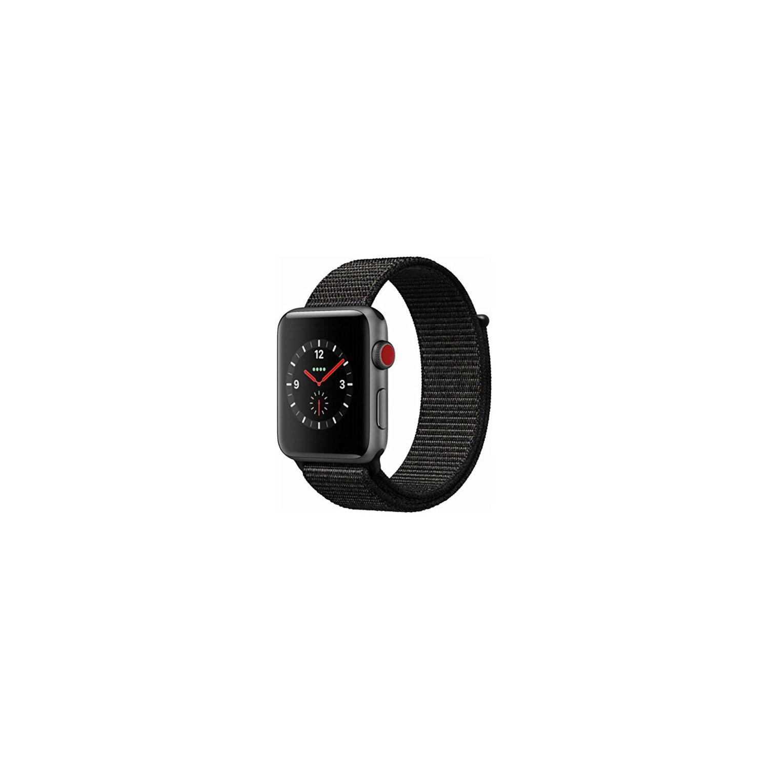 Apple Watch Series 3 38mm Smartwatch (GPS + Cellular, Space Gray Aluminum Case, Black Sport Loop Band) MRQE2LL/A