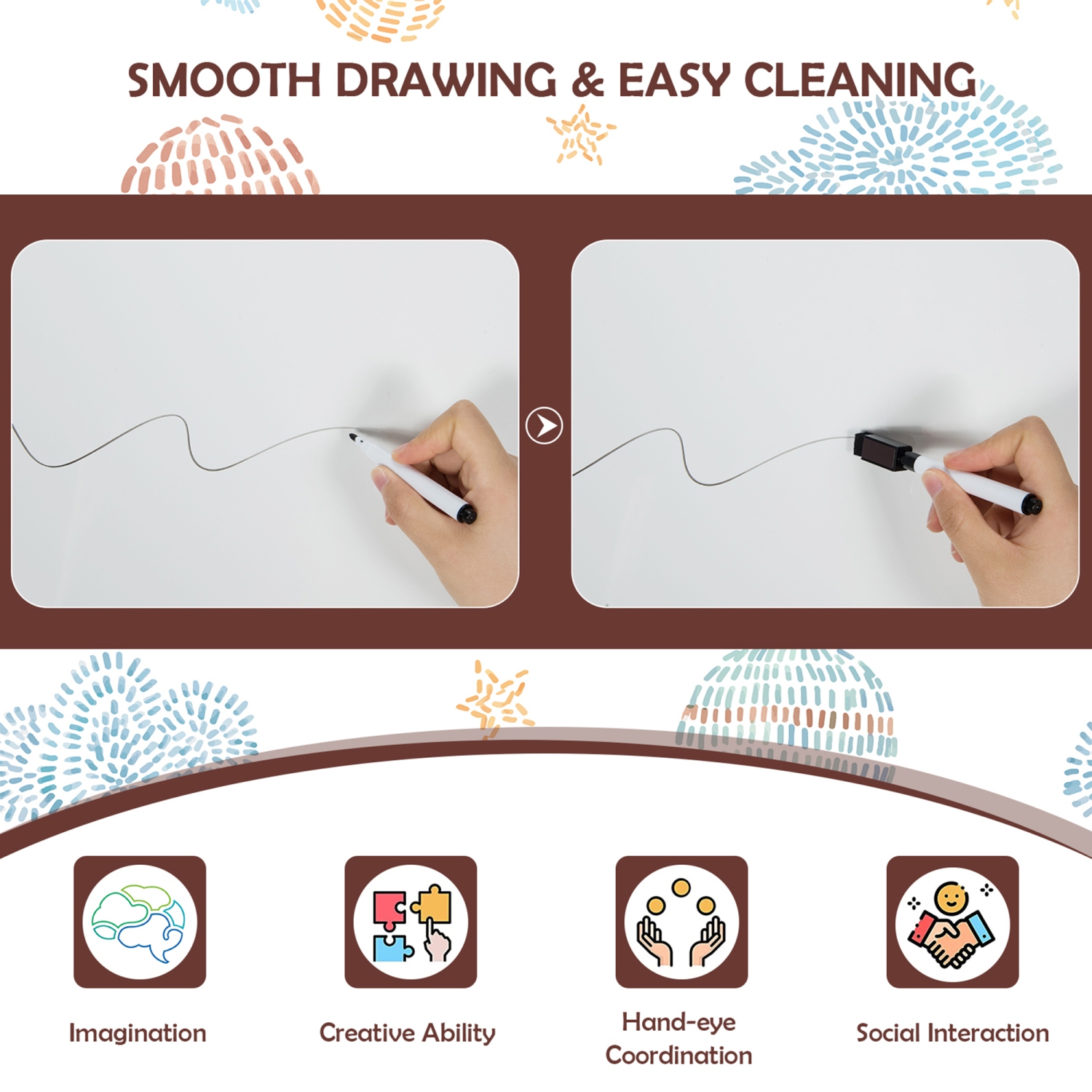 Gymax Kids' Standing Art Easel Dry-Erase Board Double Sided Chalkboard