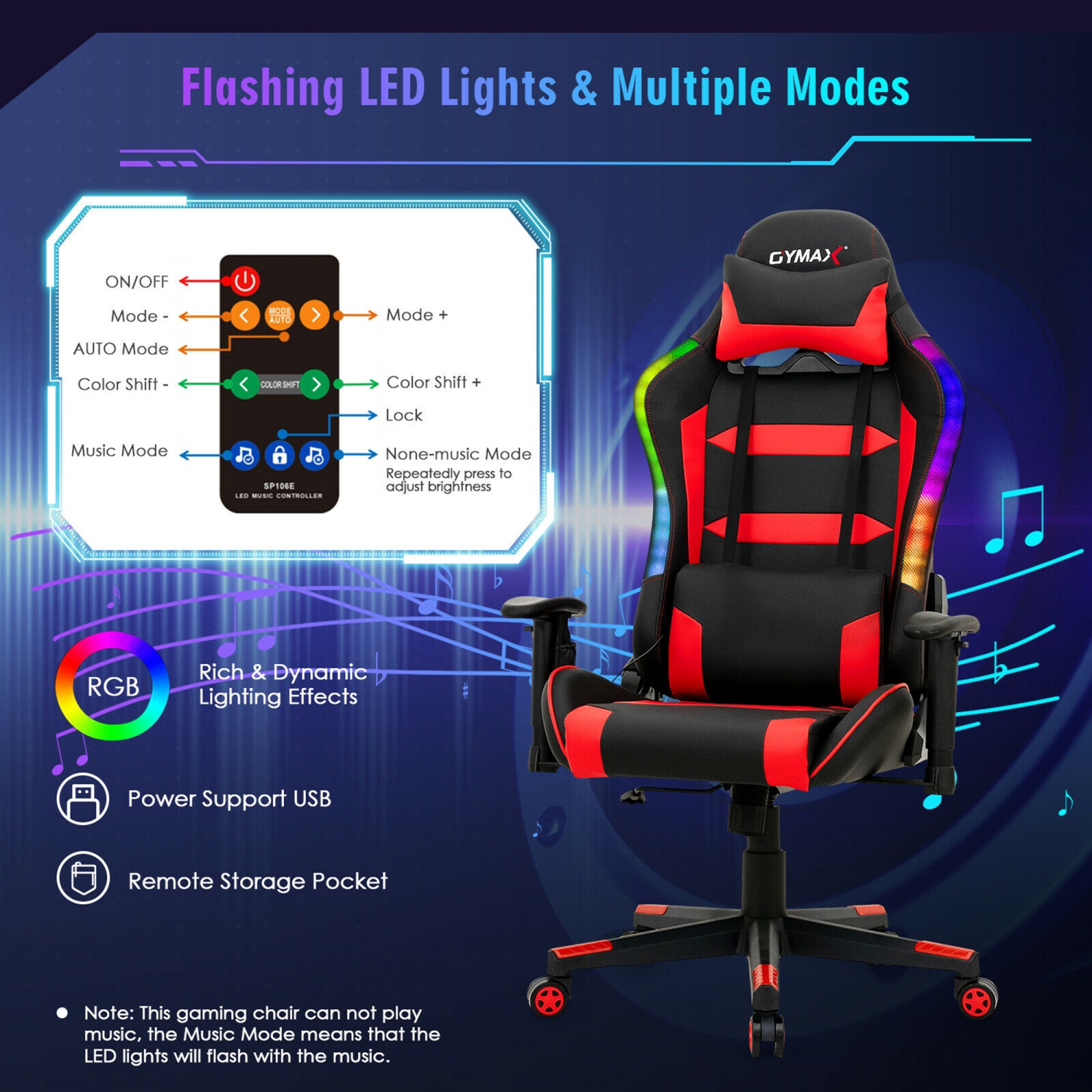 Homall gaming discount chair rgb lighting