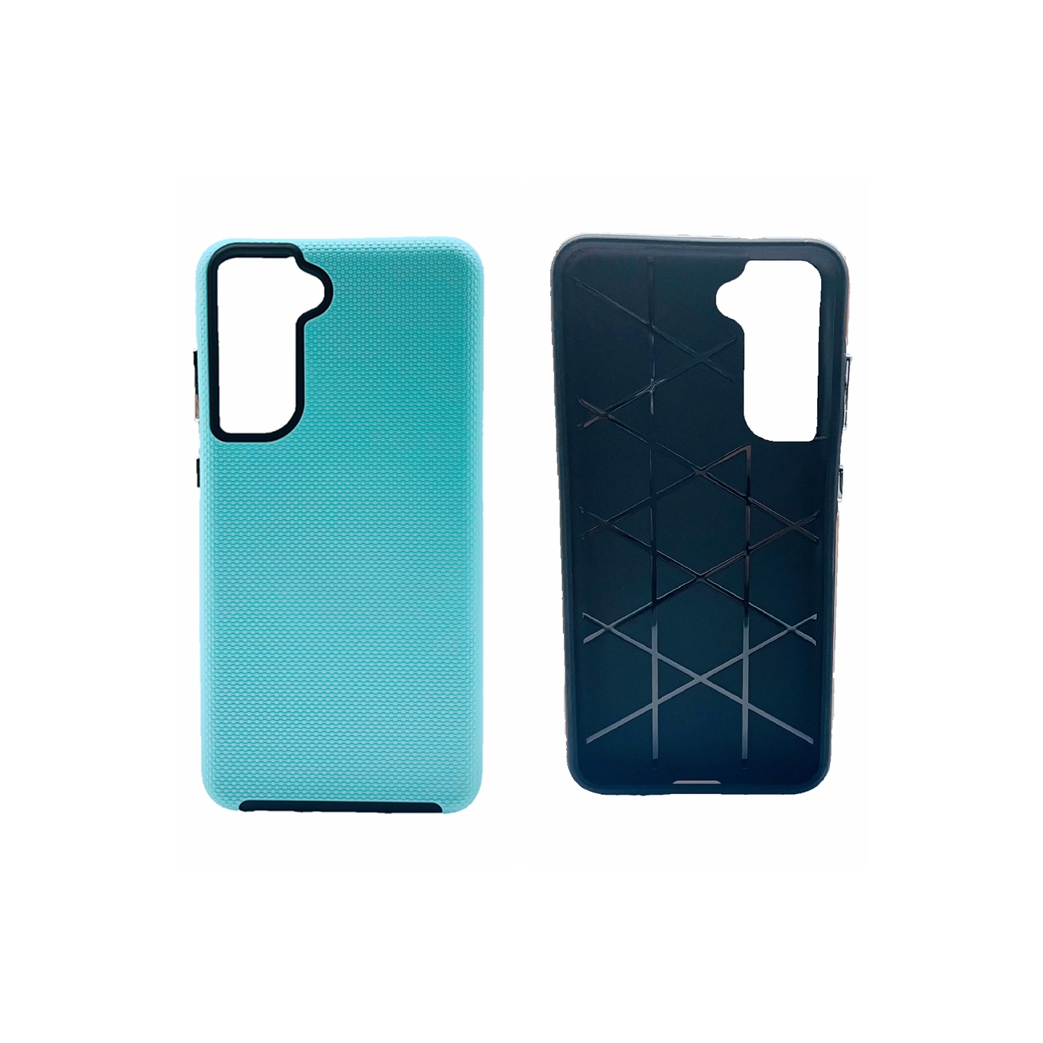 TopSave Triangle Pattern PC Back+Inner TPU hybride double couche pour Samsung Galaxy A36/A56 5G 6,7&nbsp;po, sarcelle