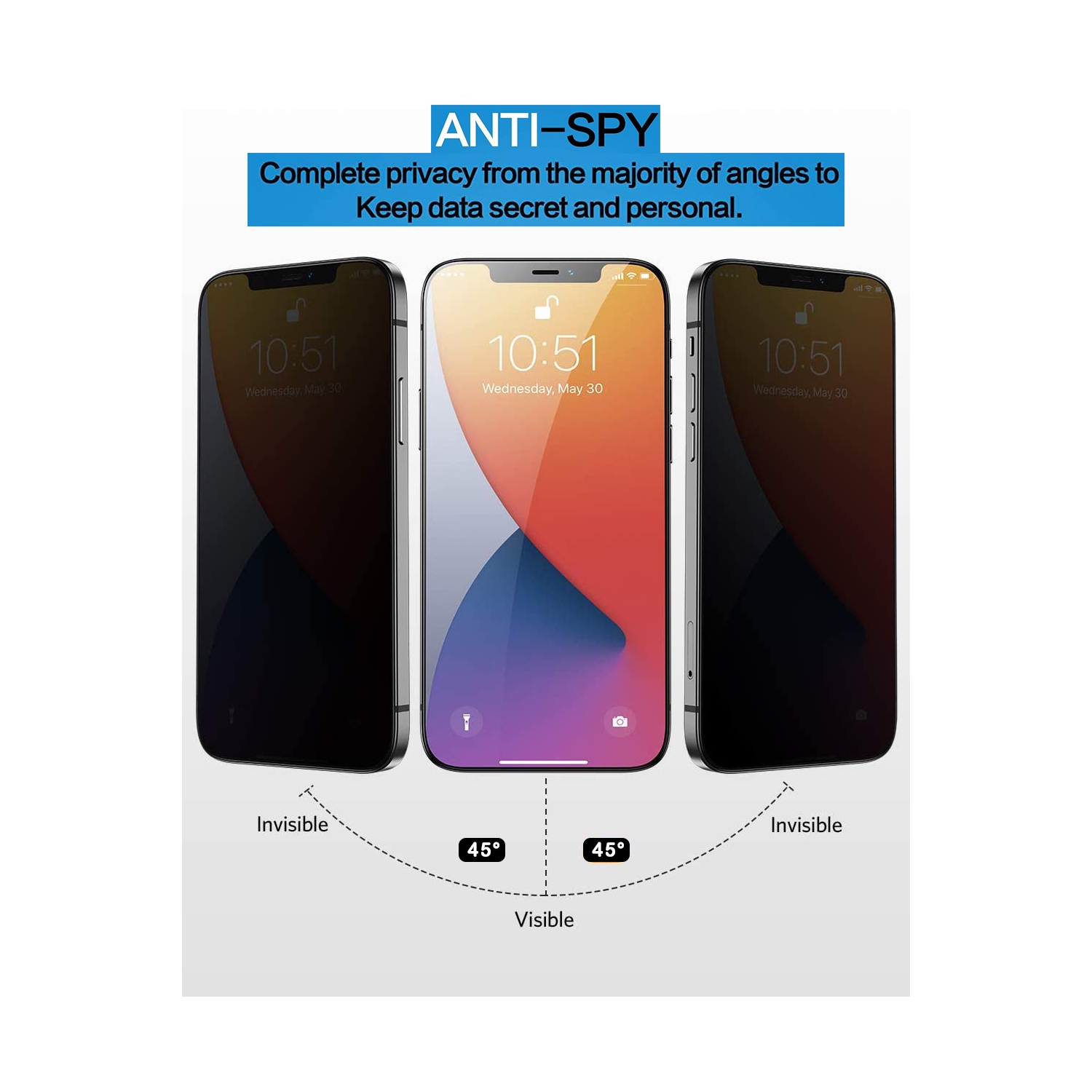 XCRS Apple iPhone 11 6.1 " Privacy Tempered Glass, 9H Hardness Anti Spy Protection Dark Screen Protector Screen Film Guard