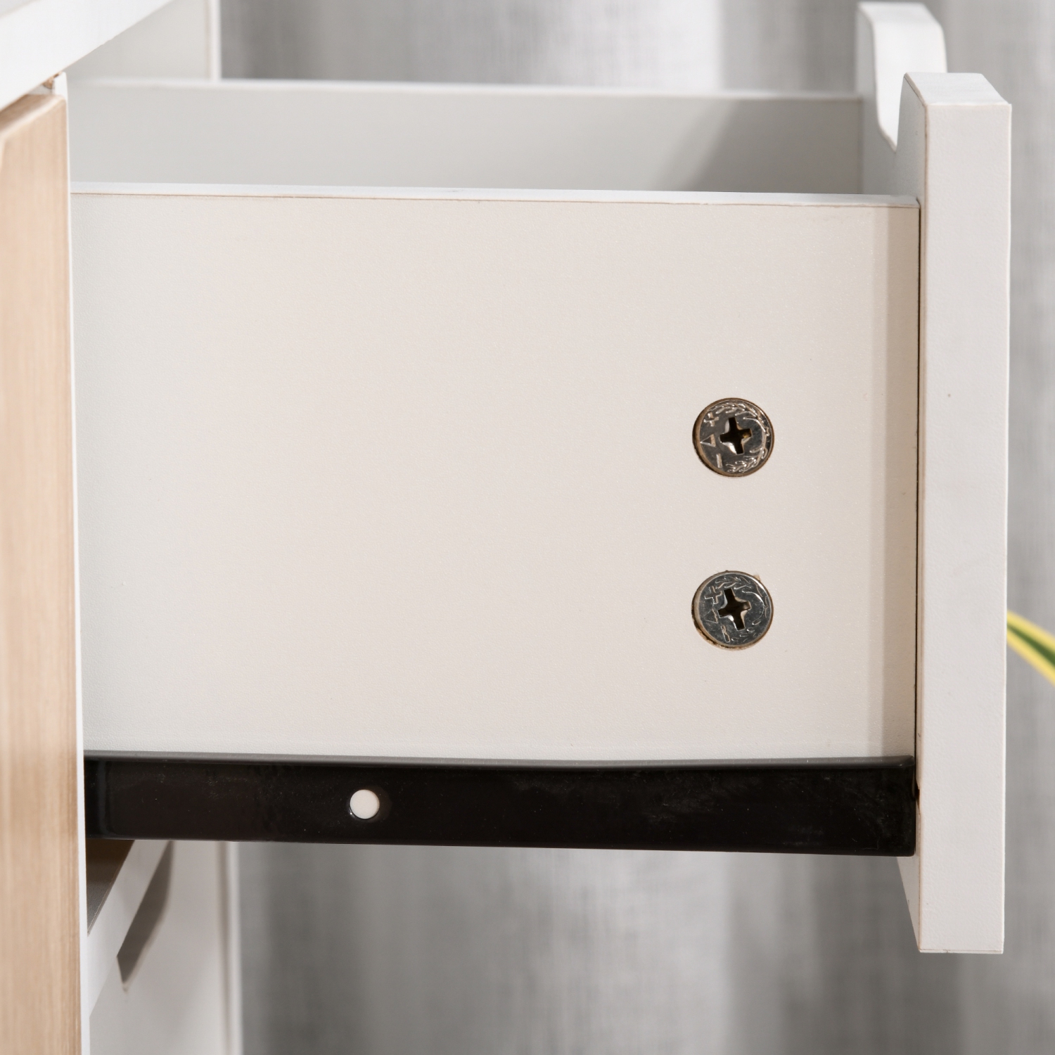 HOMCOM 35" Sideboard, Floor Standing Storage Cabinet with Drawer and Solid Wood Legs, White and Nature Wood